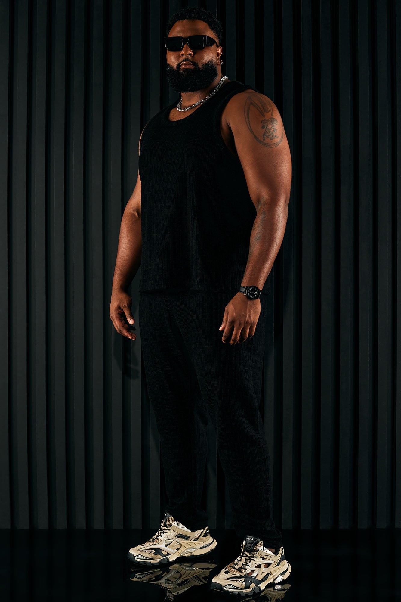 Dean Textured Slim Pants - Black