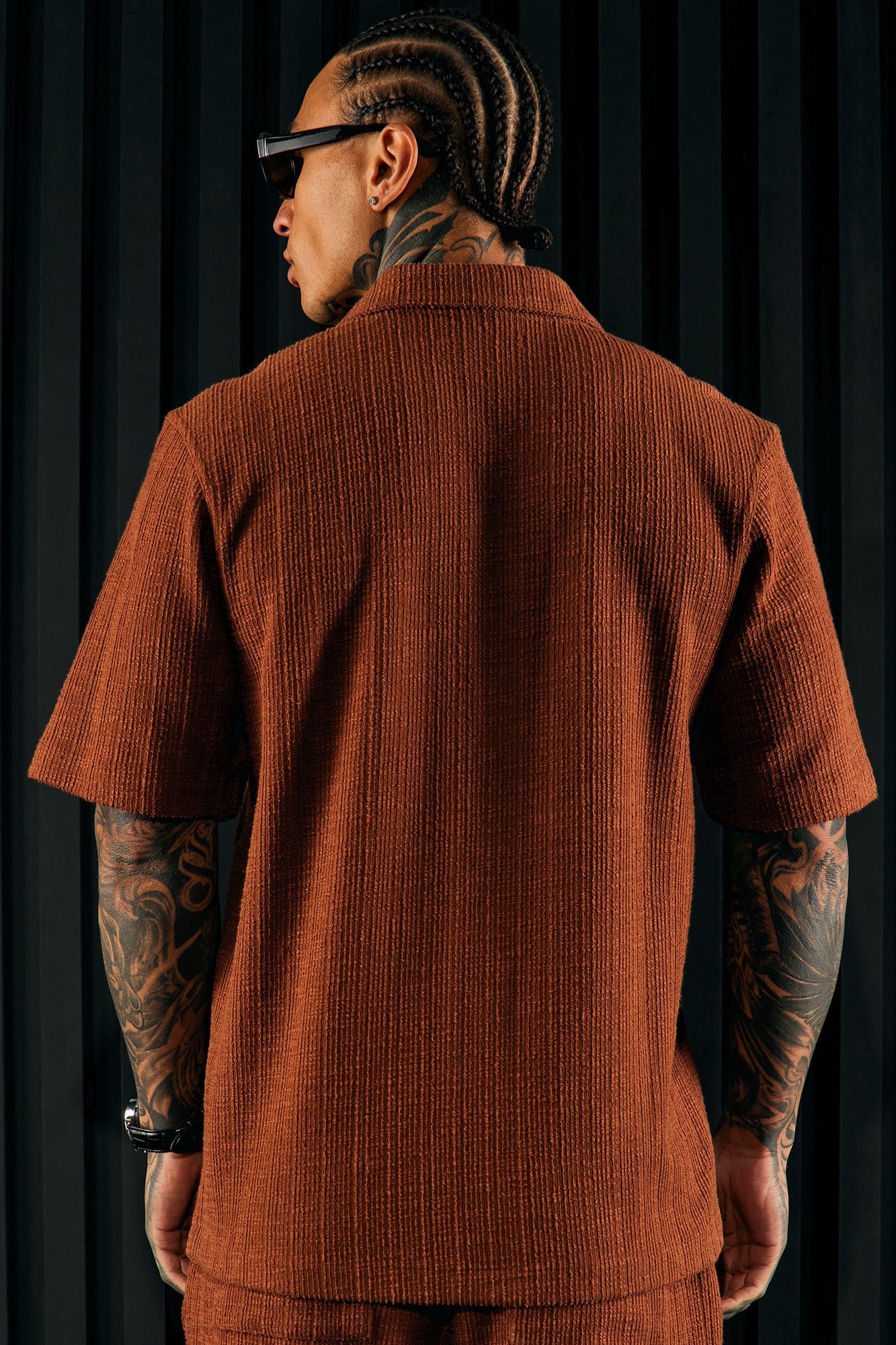 Dean Textured Short Sleeve Button Up Shirt - Chocolate