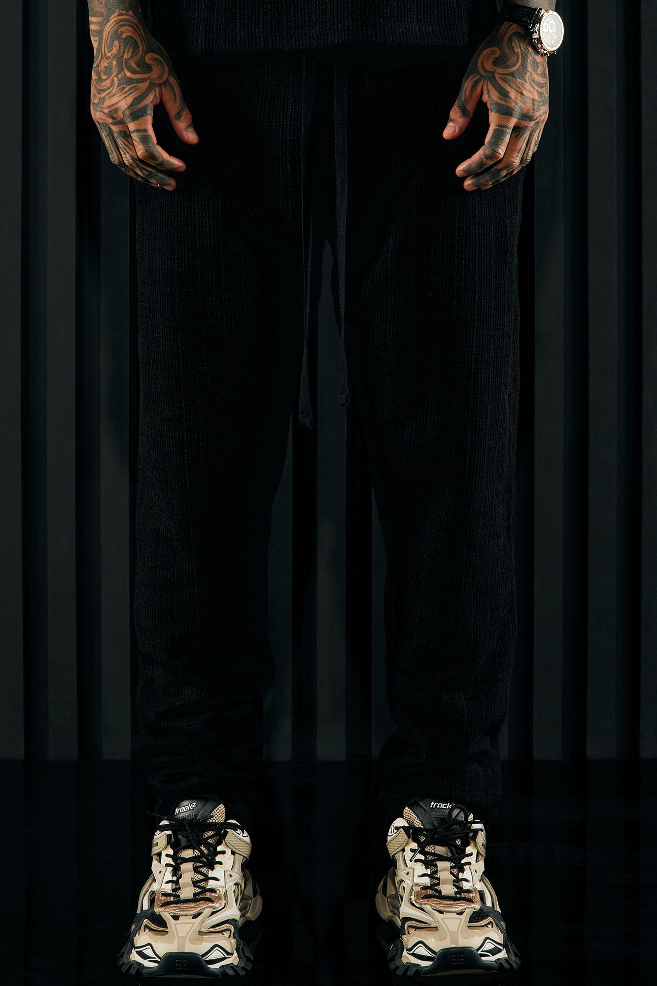 Dean Textured Slim Pants - Black