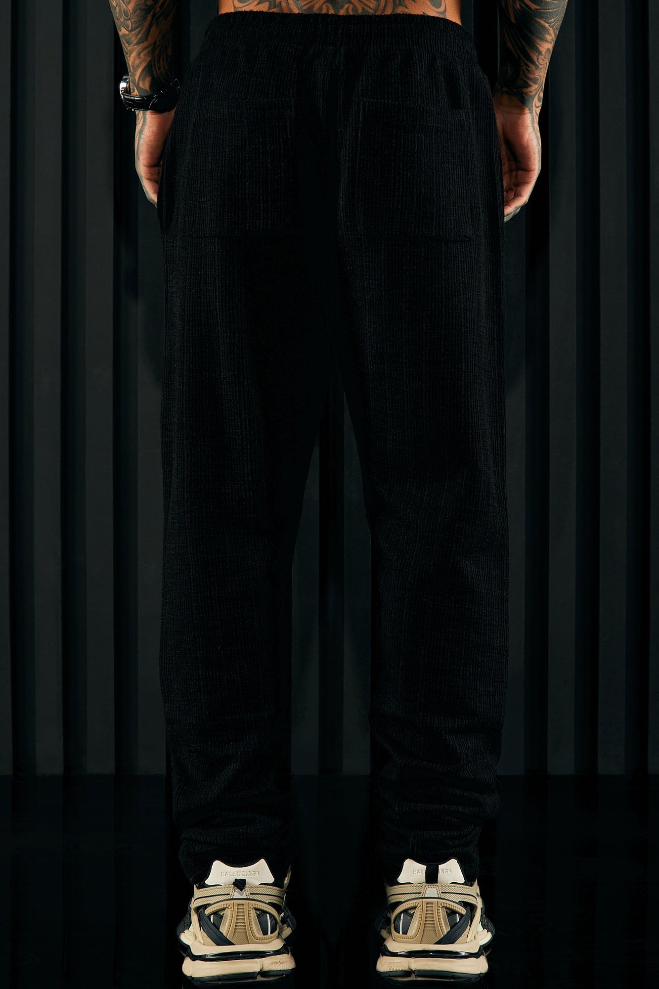 Dean Textured Slim Pants - Black