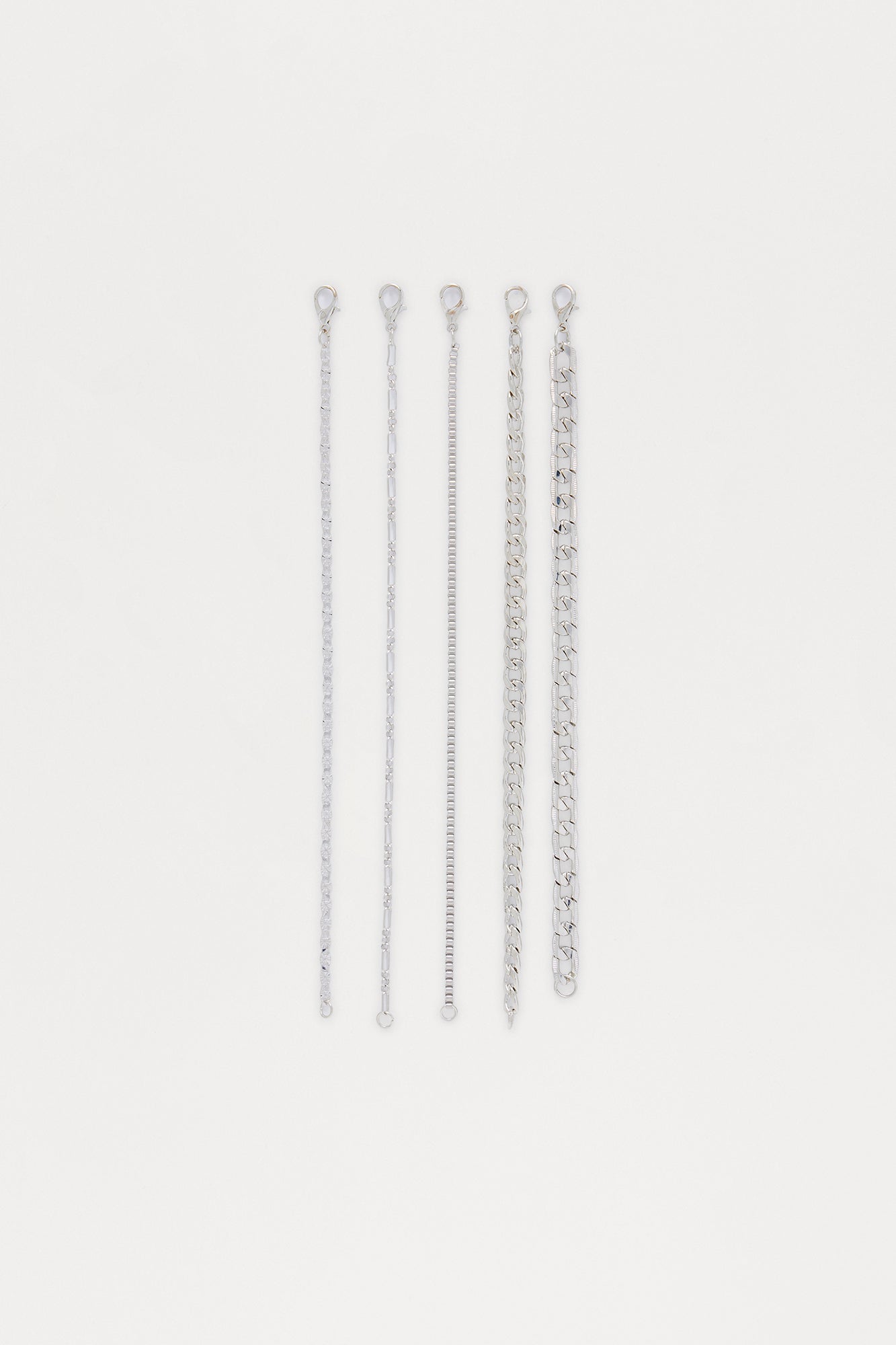 Sleek Style 5 Piece Bracelet Set - Silver