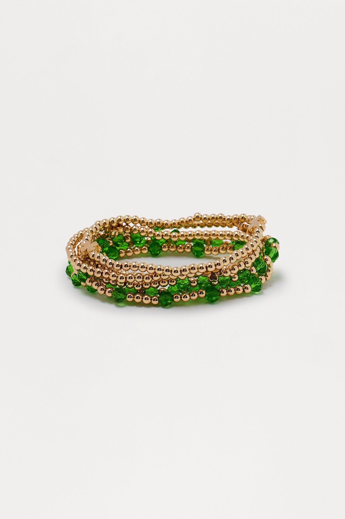 Lucky You Beaded 6 Piece Bracelet Set - Gold/Green