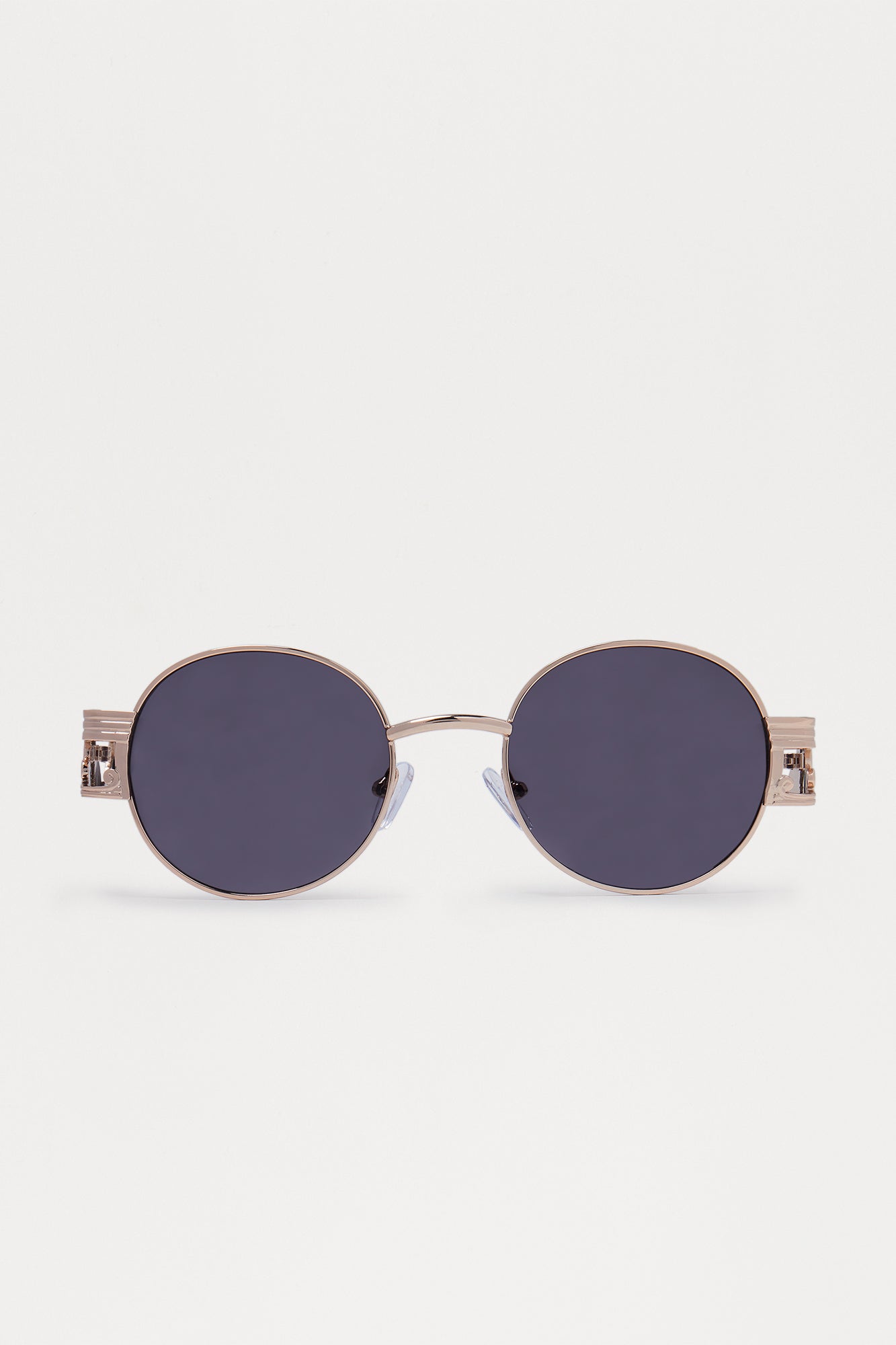 Sleek Oval Metal Frame Sunglasses - Black/Gold