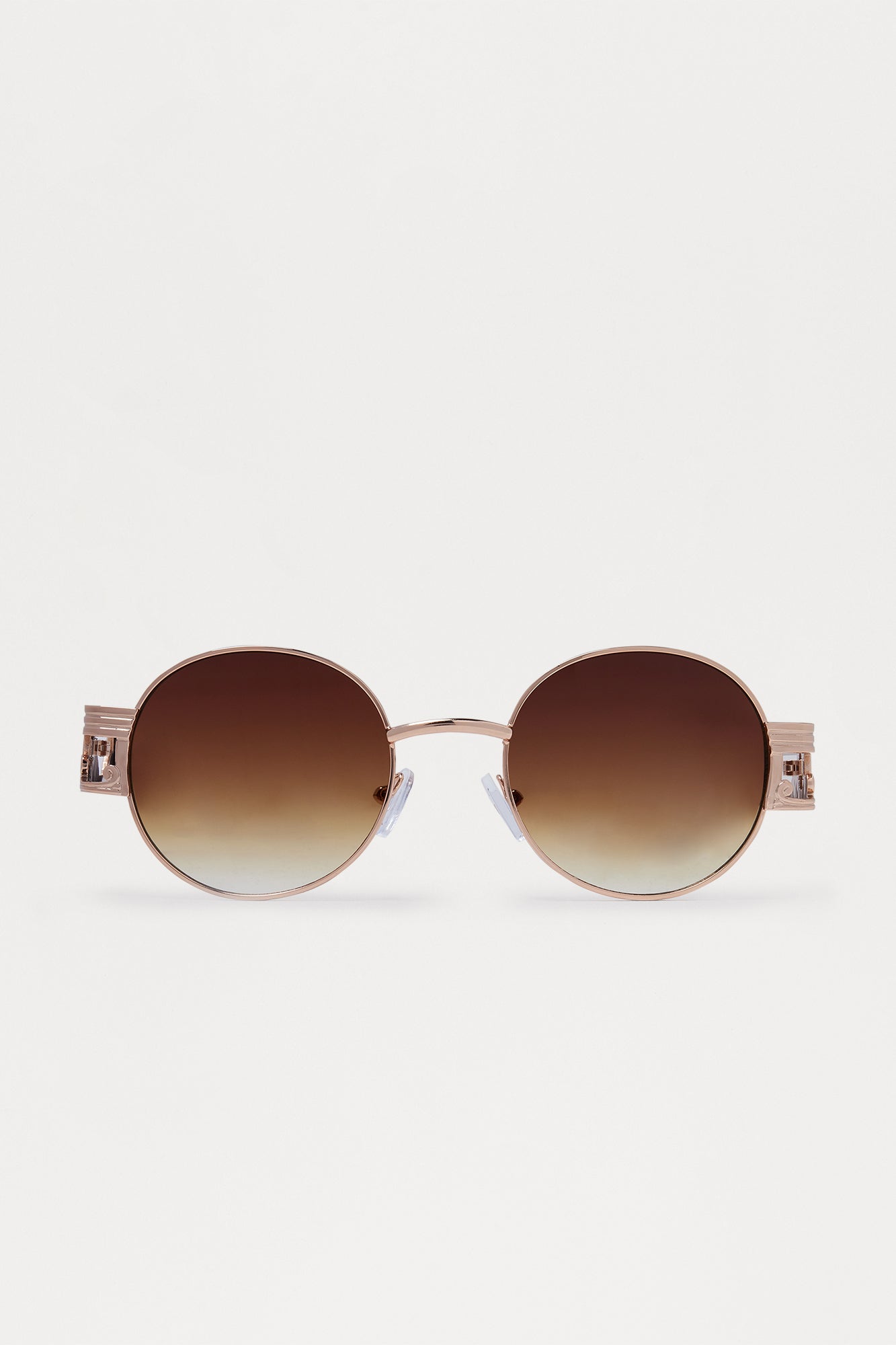 Sleek Oval Metal Frame Sunglasses - Brown