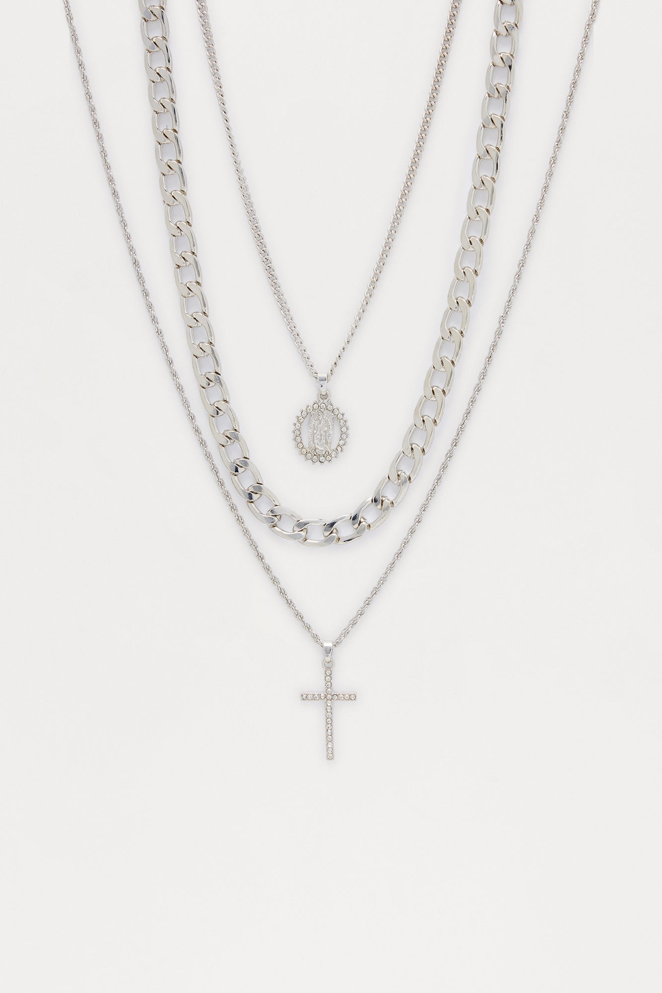 Challenger Pendant Necklace Set - Silver