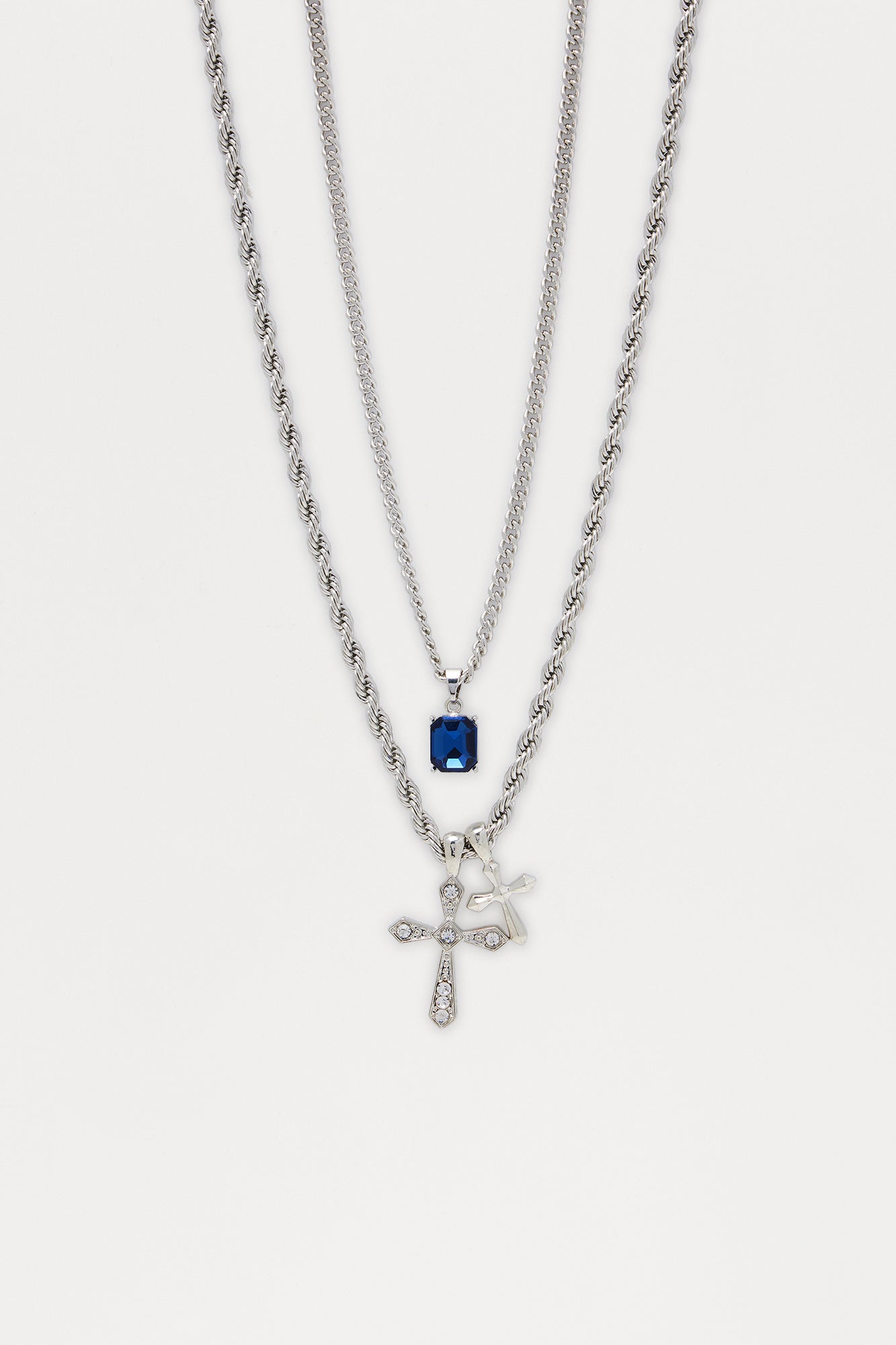 Fearless Pendant Necklace Set - Silver