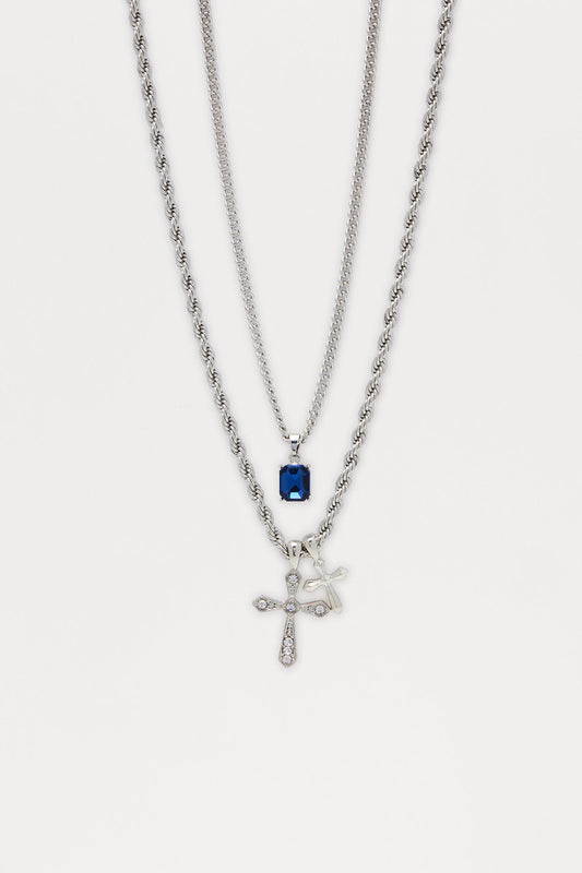 Fearless Pendant Necklace Set - Silver