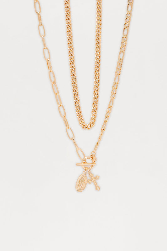 Rebellion Pendant Necklace Set - Gold