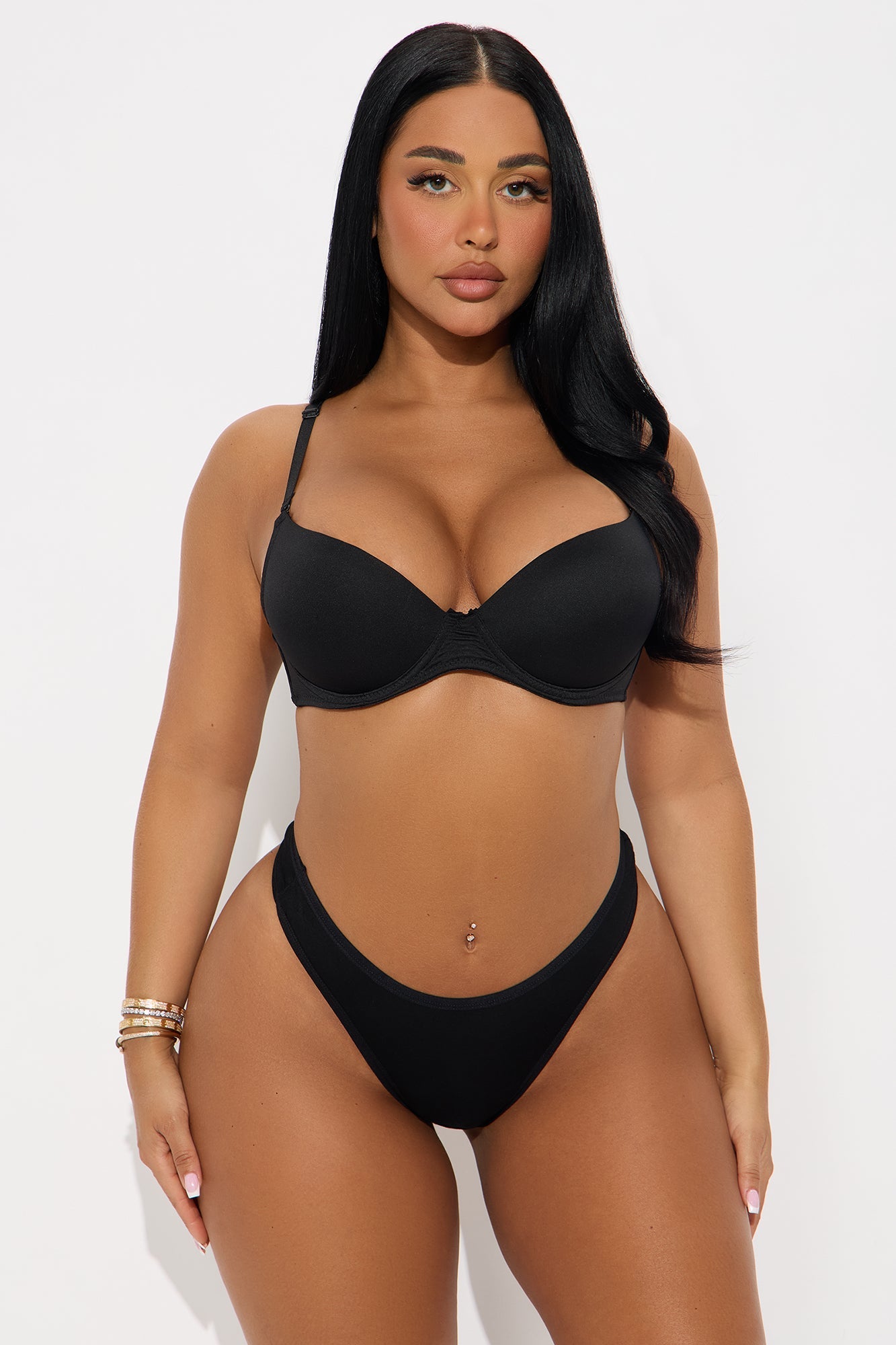 Soft And Basic Stretch Thong - Black