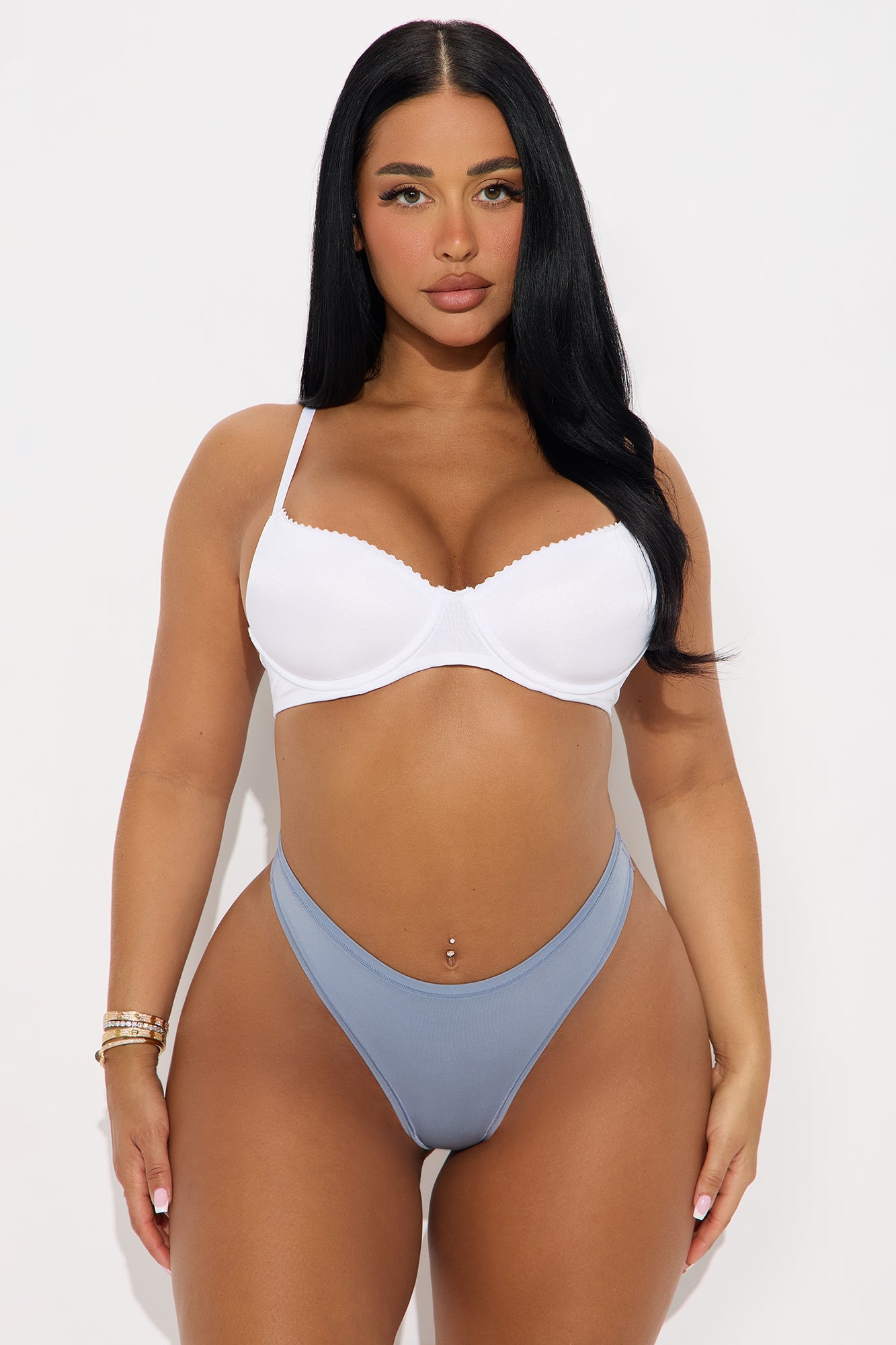 Let Me Live Thong Panty - Slate Blue