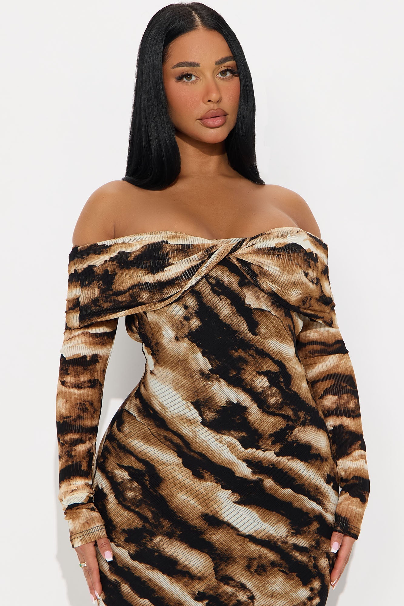 Best View Backless Maxi Dress - Brown/combo