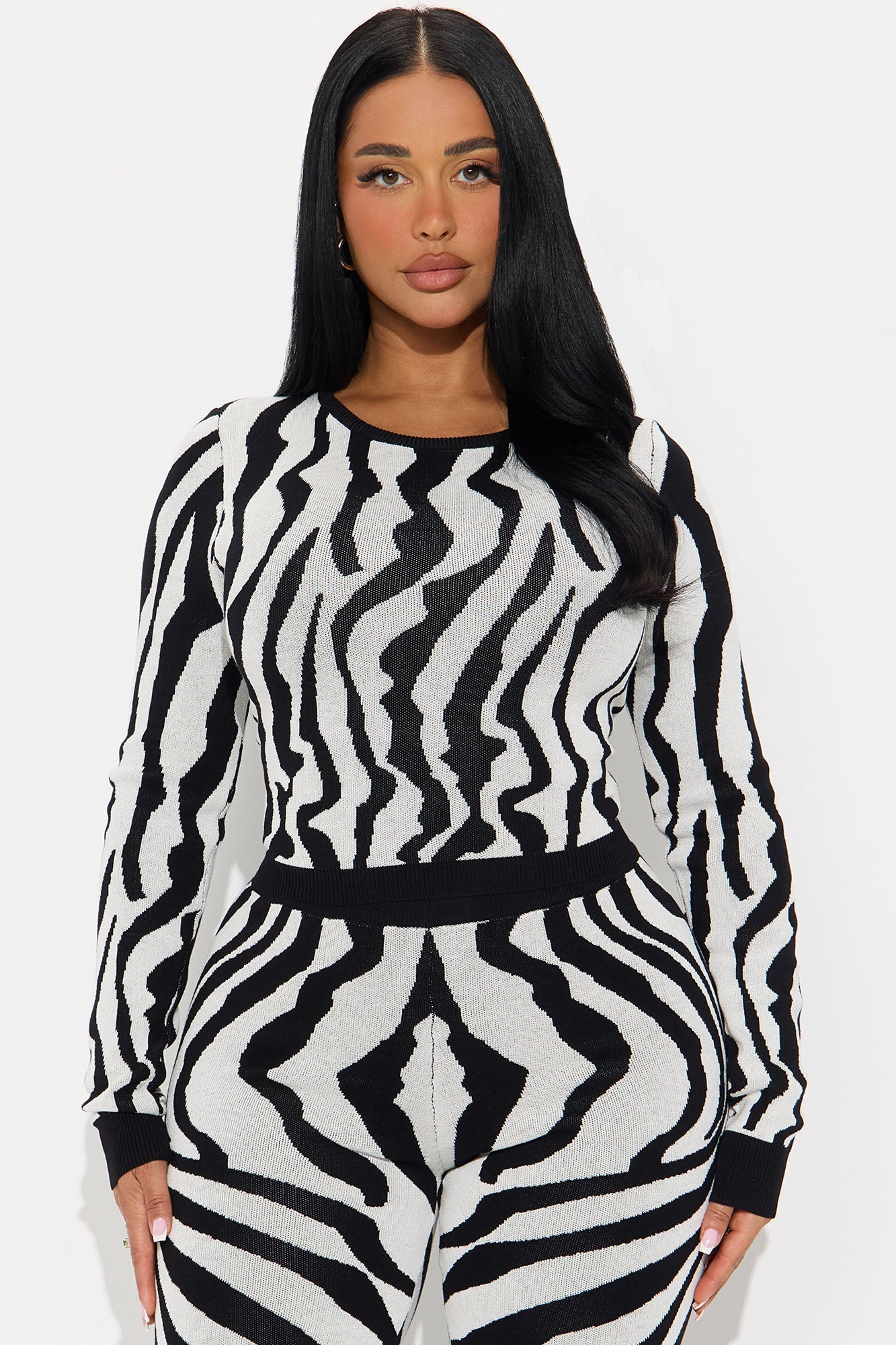 Zaya Zebra Sweater Pant Set - Black/White