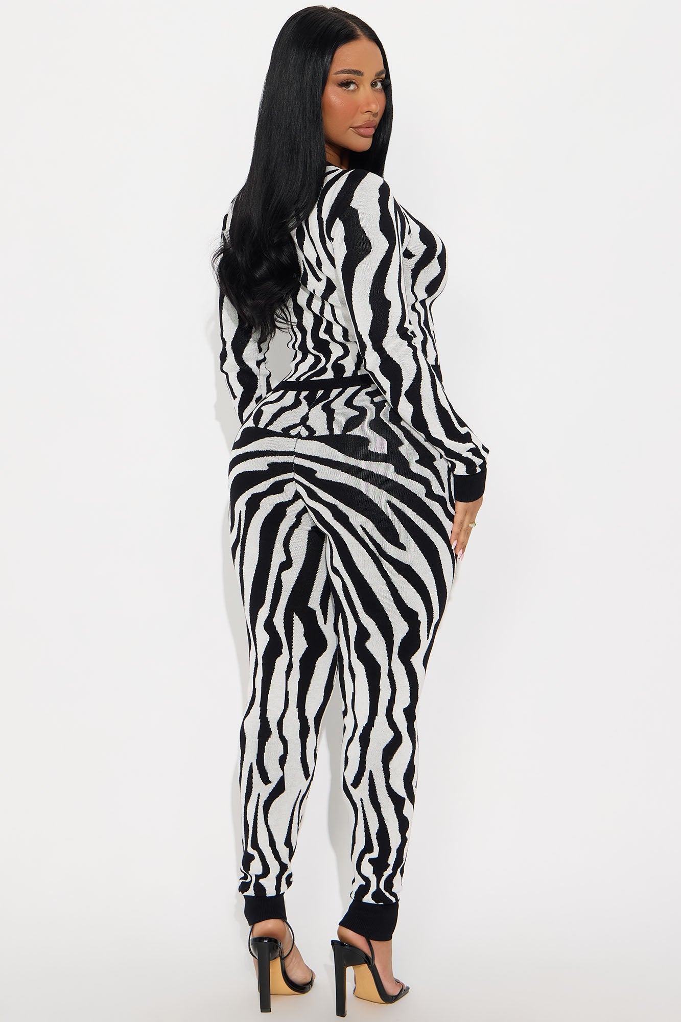 Zaya Zebra Sweater Pant Set - Black/White