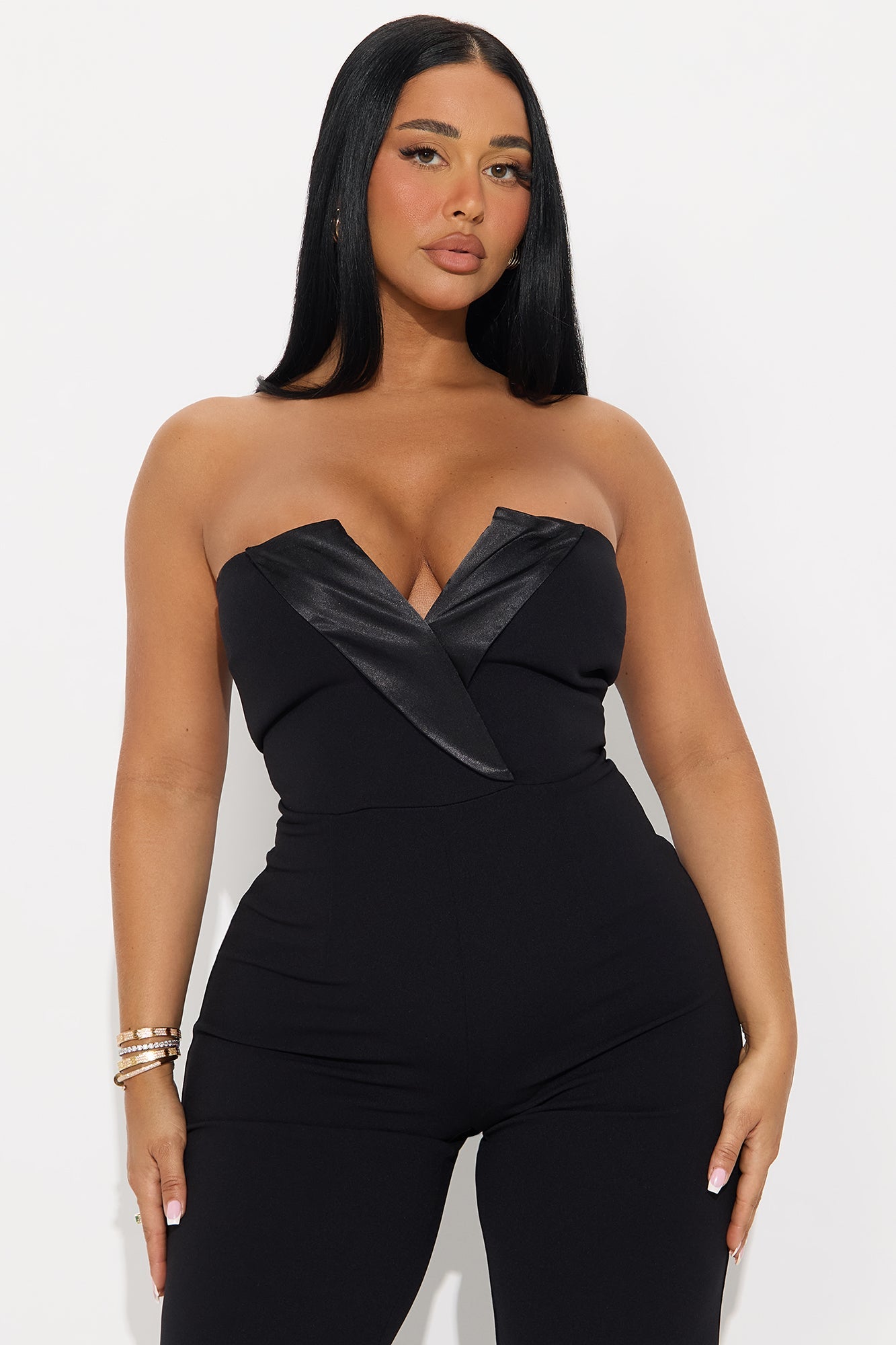 Miranda Straight Leg Strapless Jumpsuit - Black
