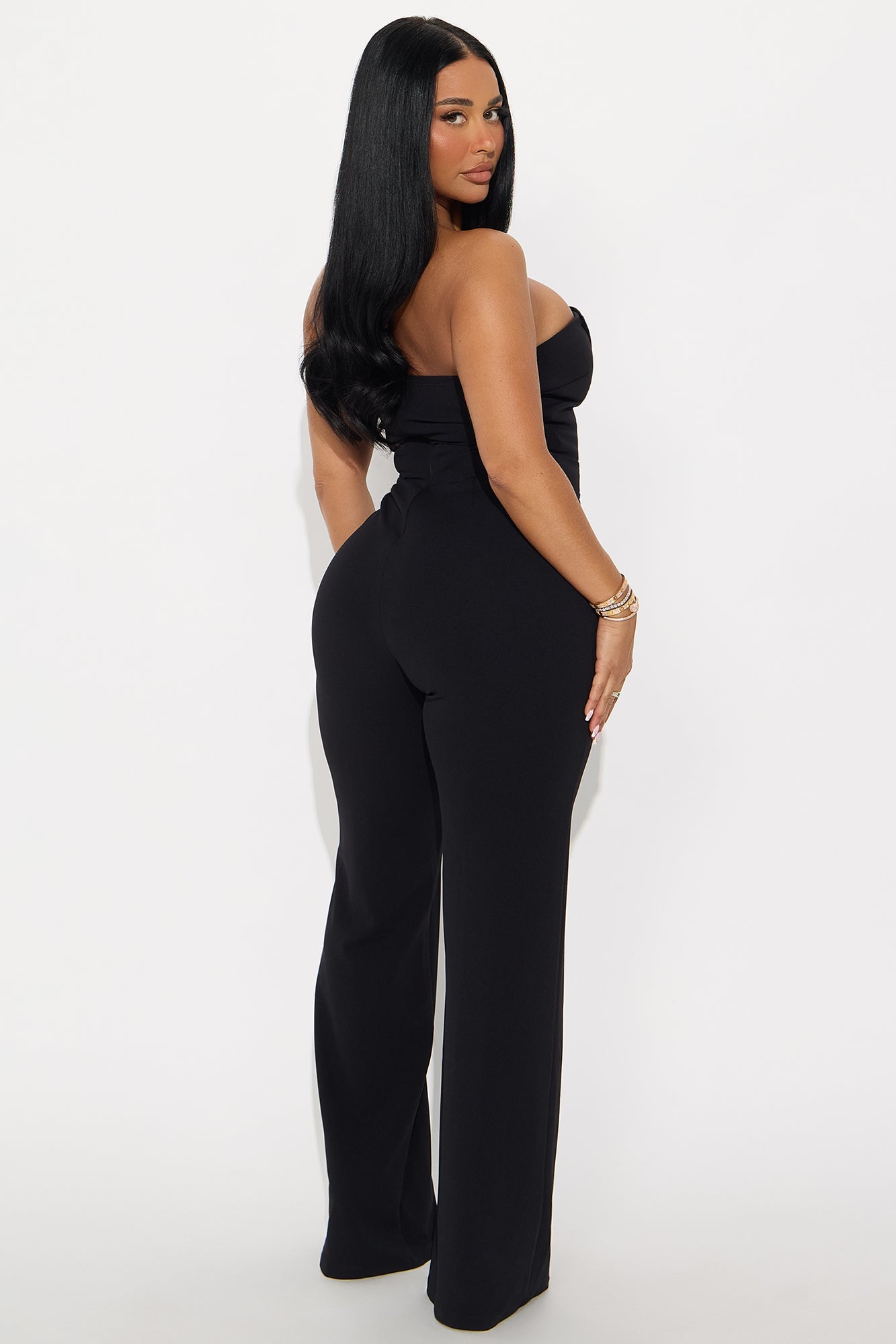 Miranda Straight Leg Strapless Jumpsuit - Black