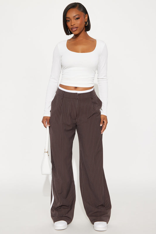 Dedicated To You Double Waistband Trouser - Mocha