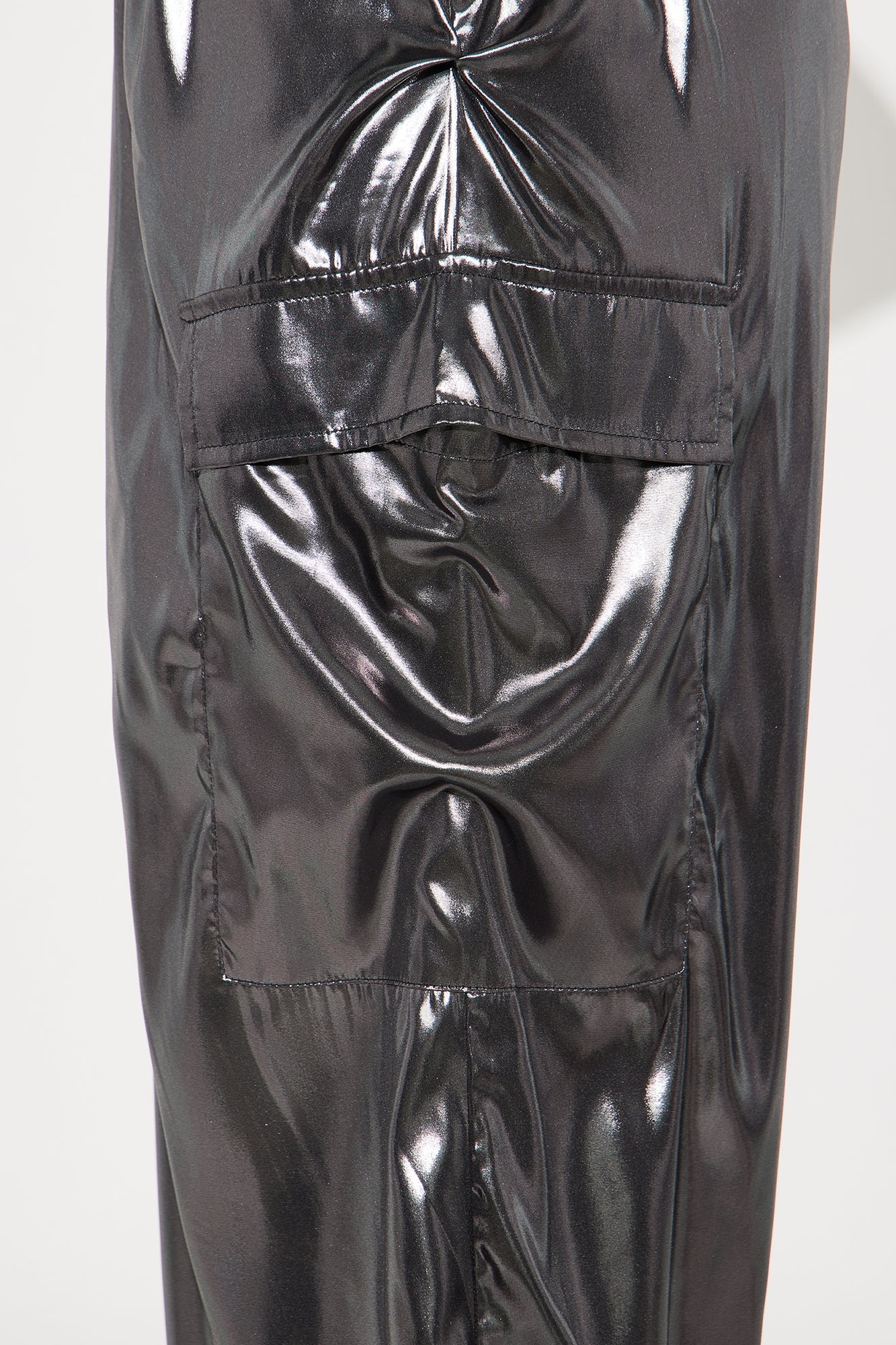 Roxie Metallic Wide Leg Cargo Pants 30″ - Gunmetal