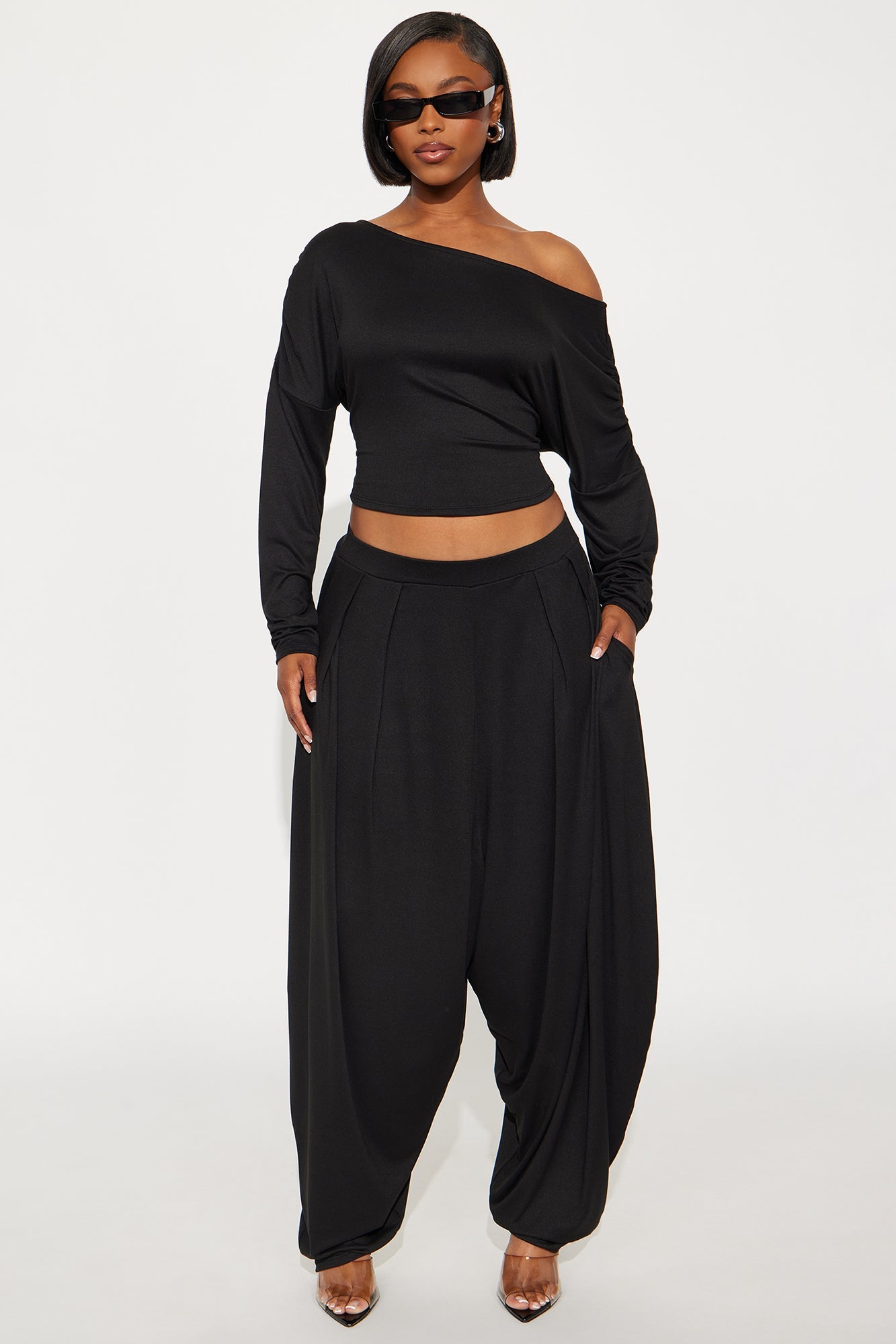 Cool Girl Balloon Pant Set - Black