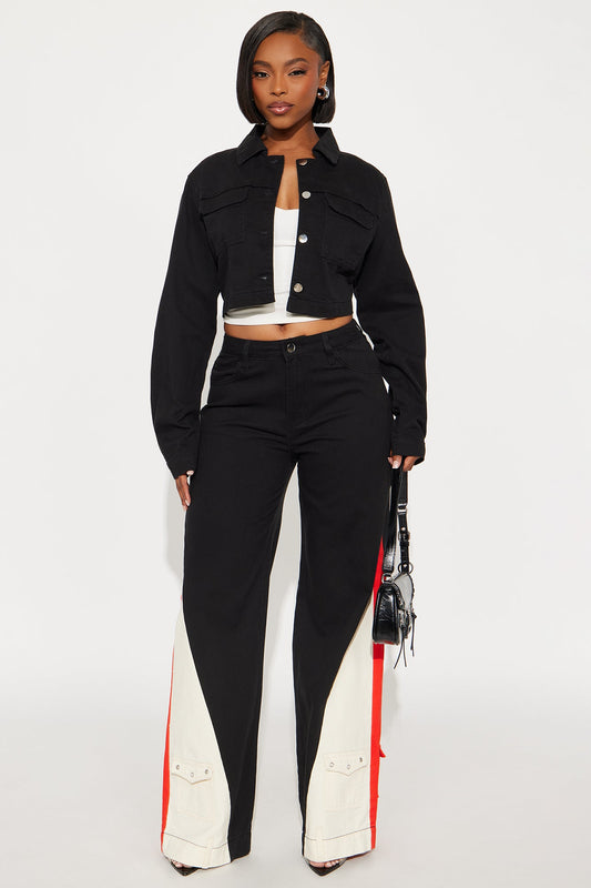 Locked In Denim Jacket Pant Set - Black