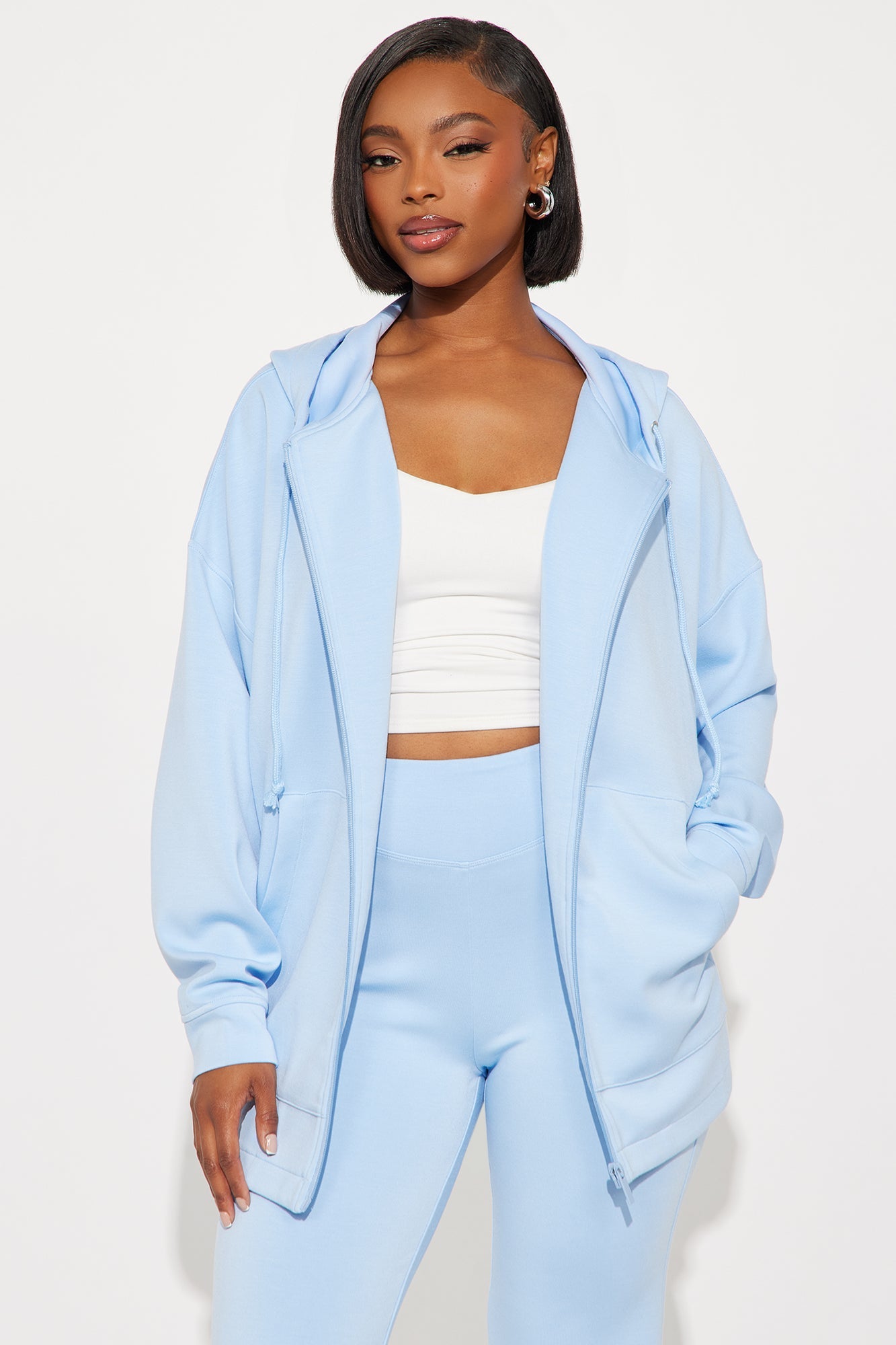 Sarah Ultra Soft Zip Up Hoodie - Light Blue