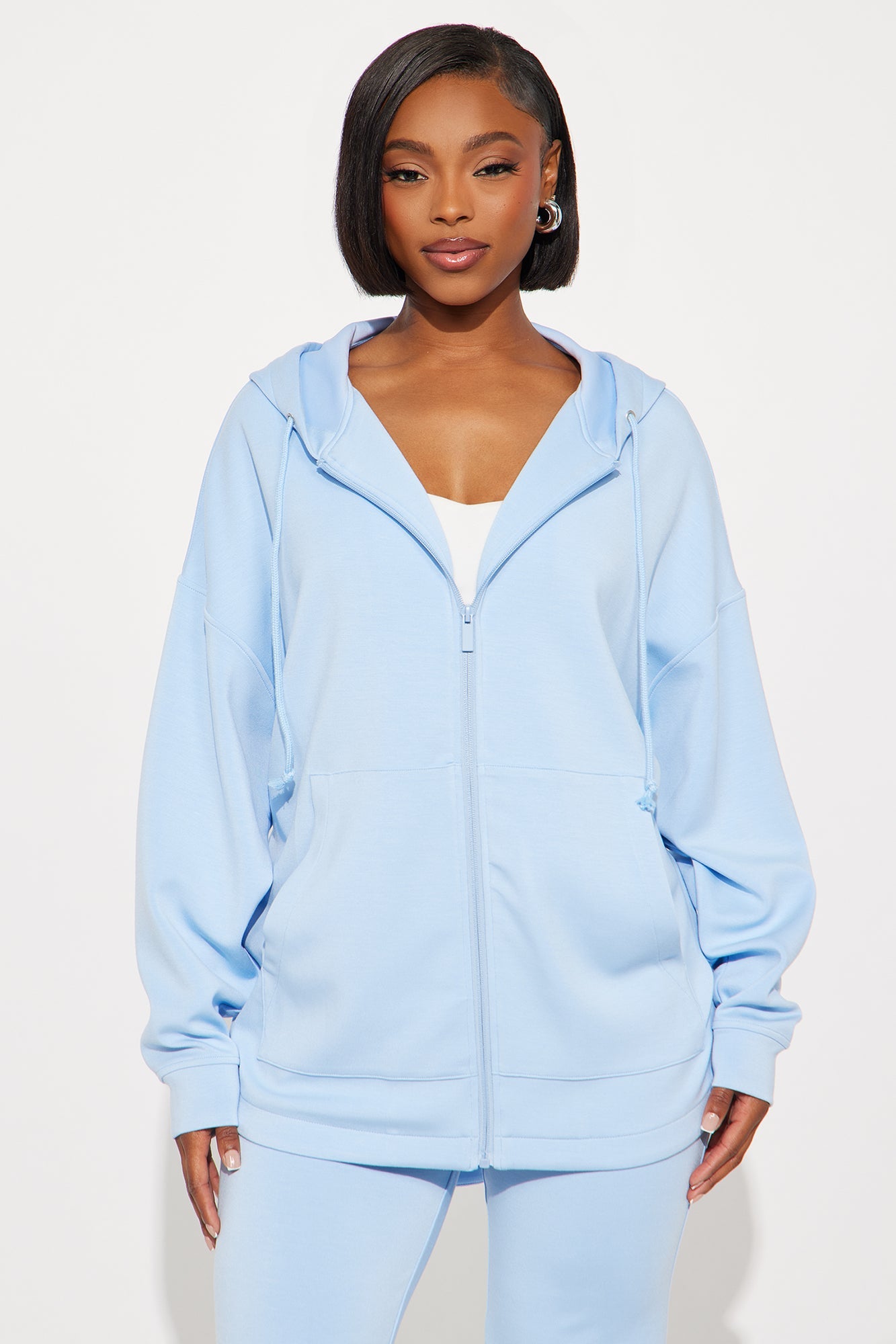 Sarah Ultra Soft Zip Up Hoodie - Light Blue