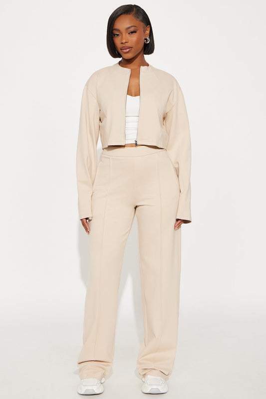 Flying Private Zip-Up Jacket Pant Set - Taupe