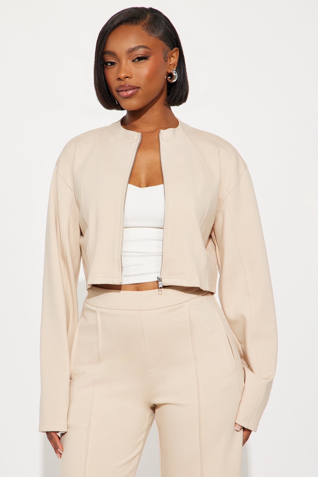 Flying Private Zip-Up Jacket Pant Set - Taupe