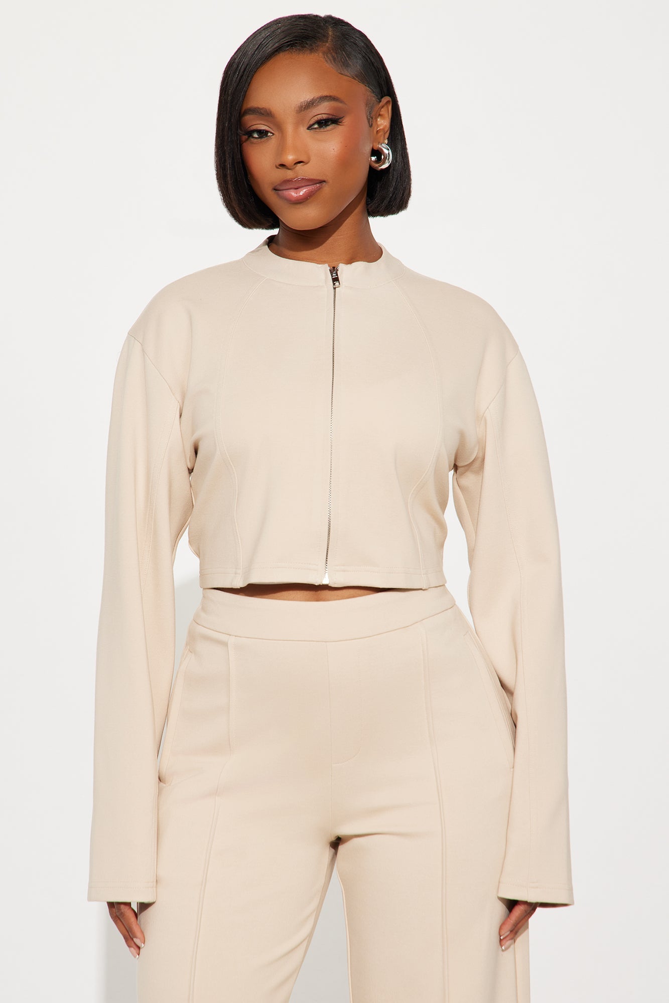 Flying Private Zip-Up Jacket Pant Set - Taupe