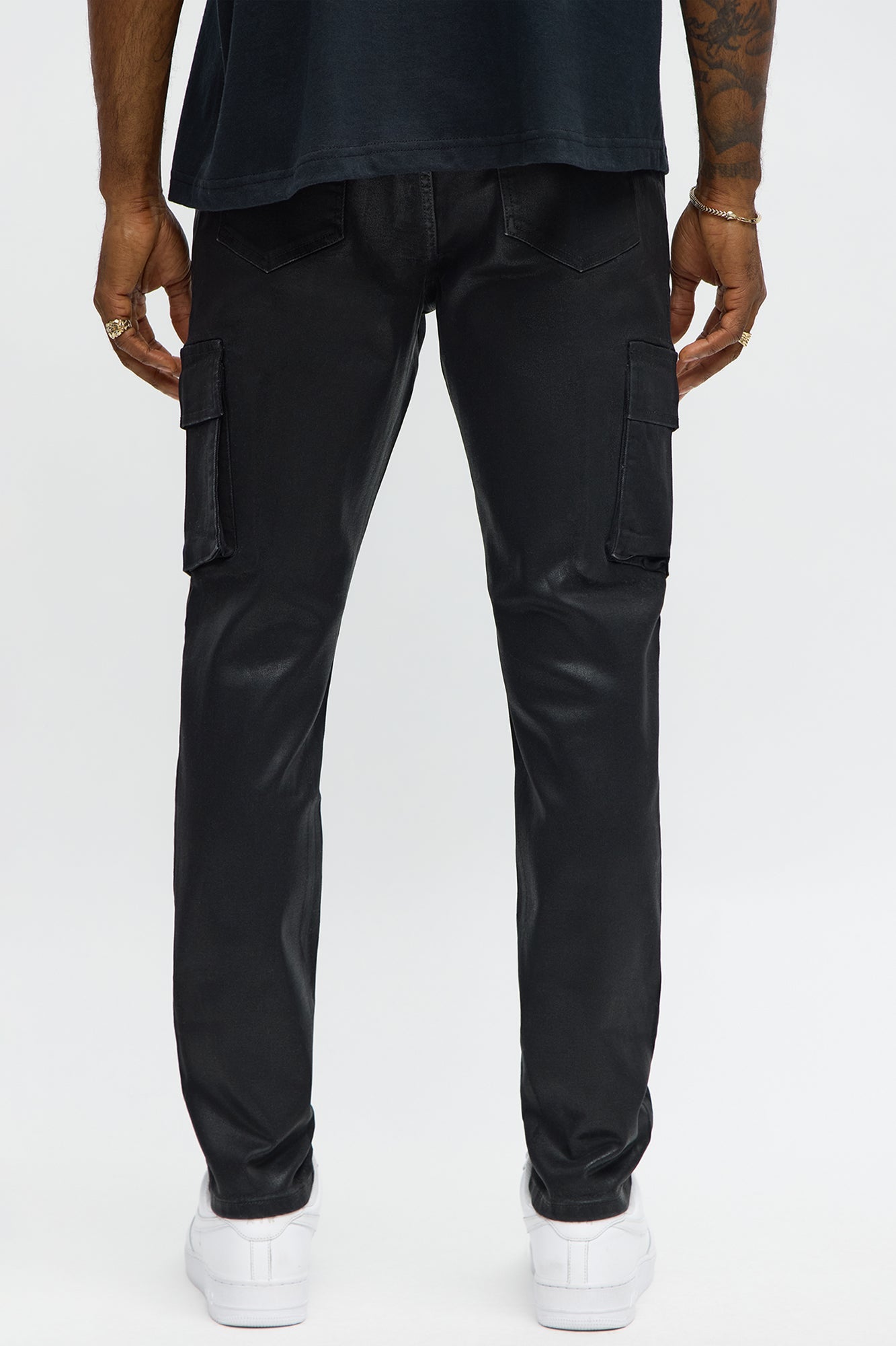 Skinny Down The Streets Waxed Cargo Jean - Black