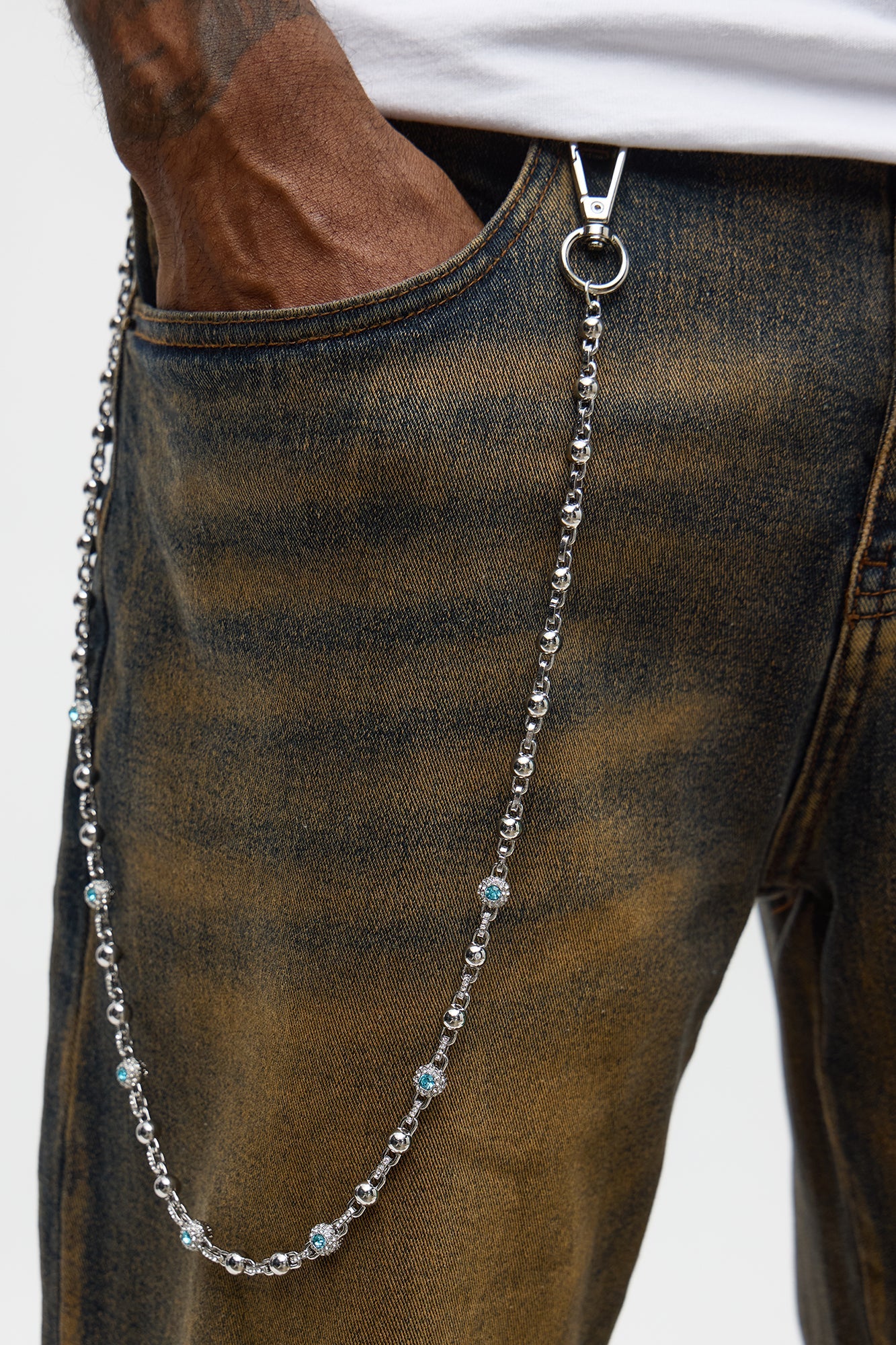 8MM Iced Pant Chain - Silver