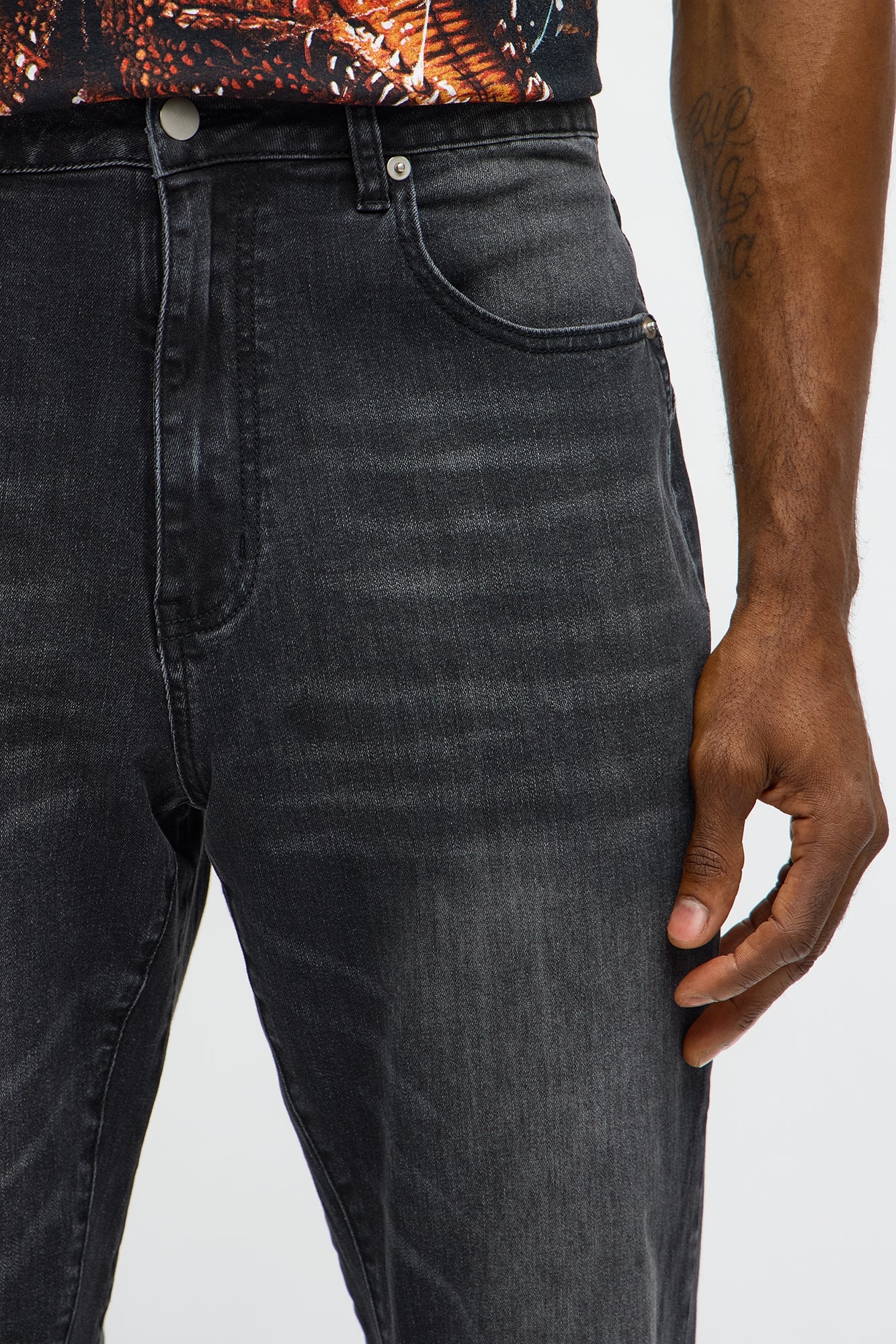Stacked Slim Flare Panel Me Ripped Jean - Black Wash