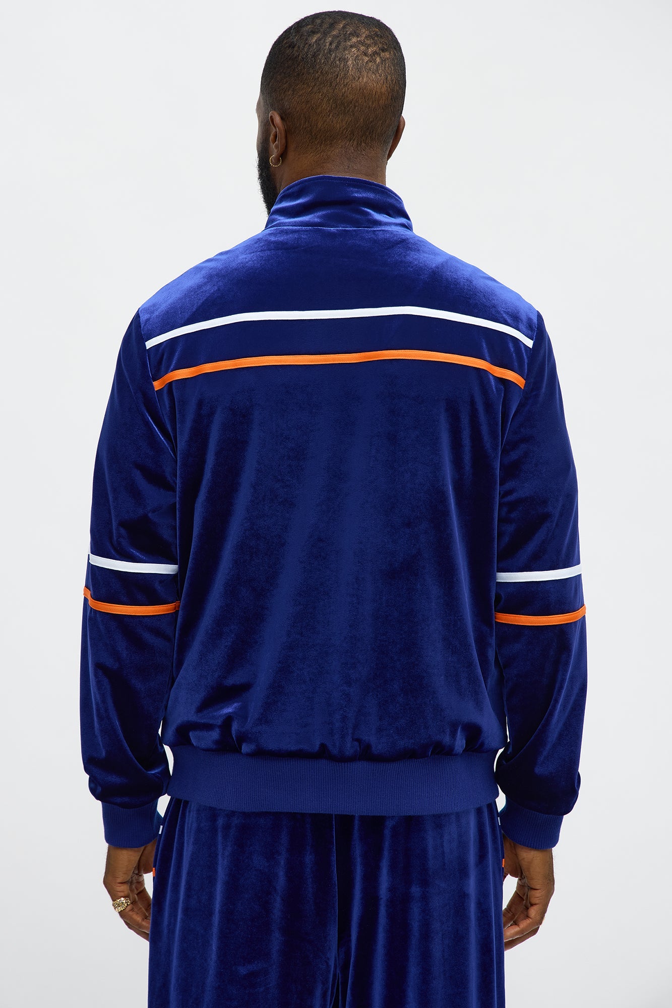 Velour Piped Courtside Track Jacket - Navy