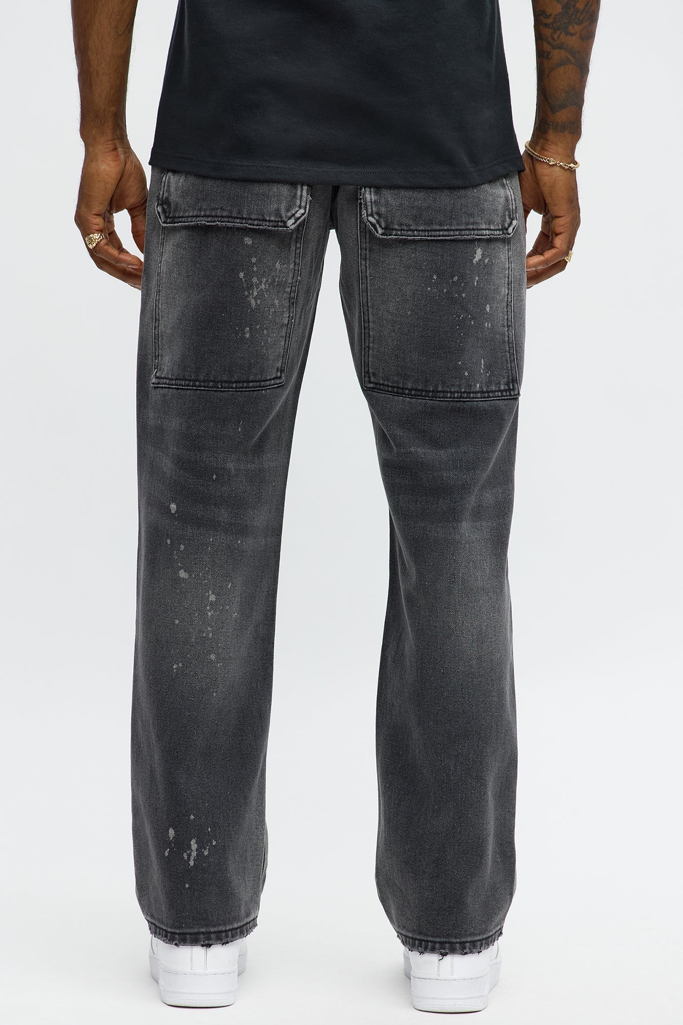 Straight Nocturnal Edge Distressed Jeans - Black Wash