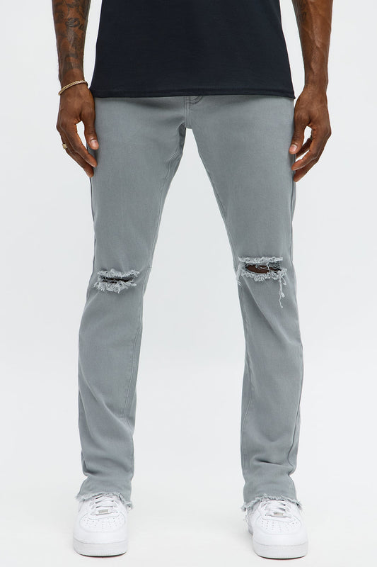 Stacked Skinny Staying Busy Distressed Pant - Grey