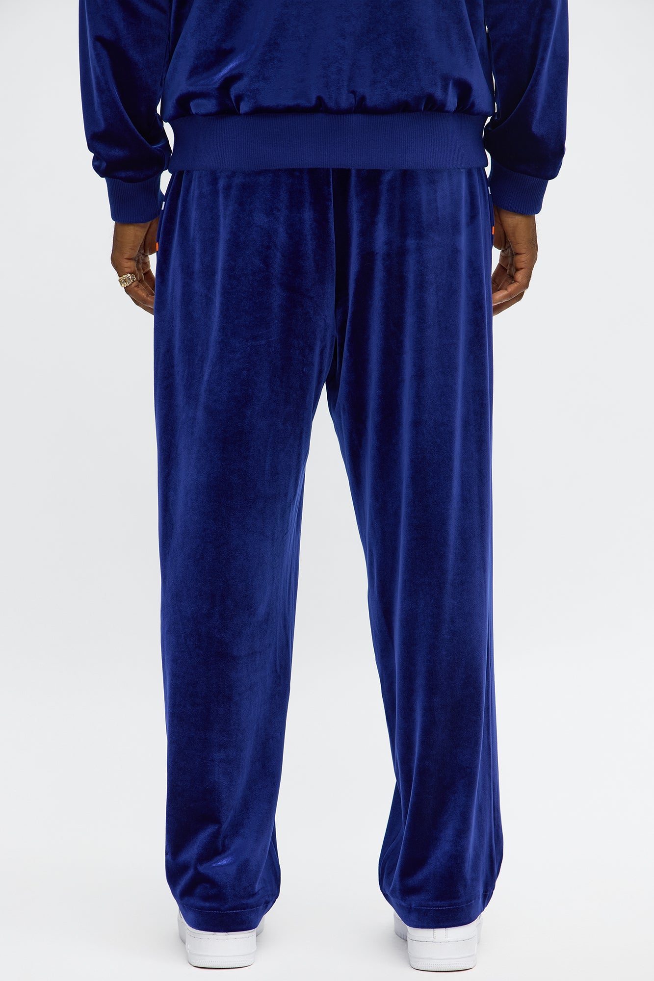 Velour Piped Courtside Straight Track Pant - Navy