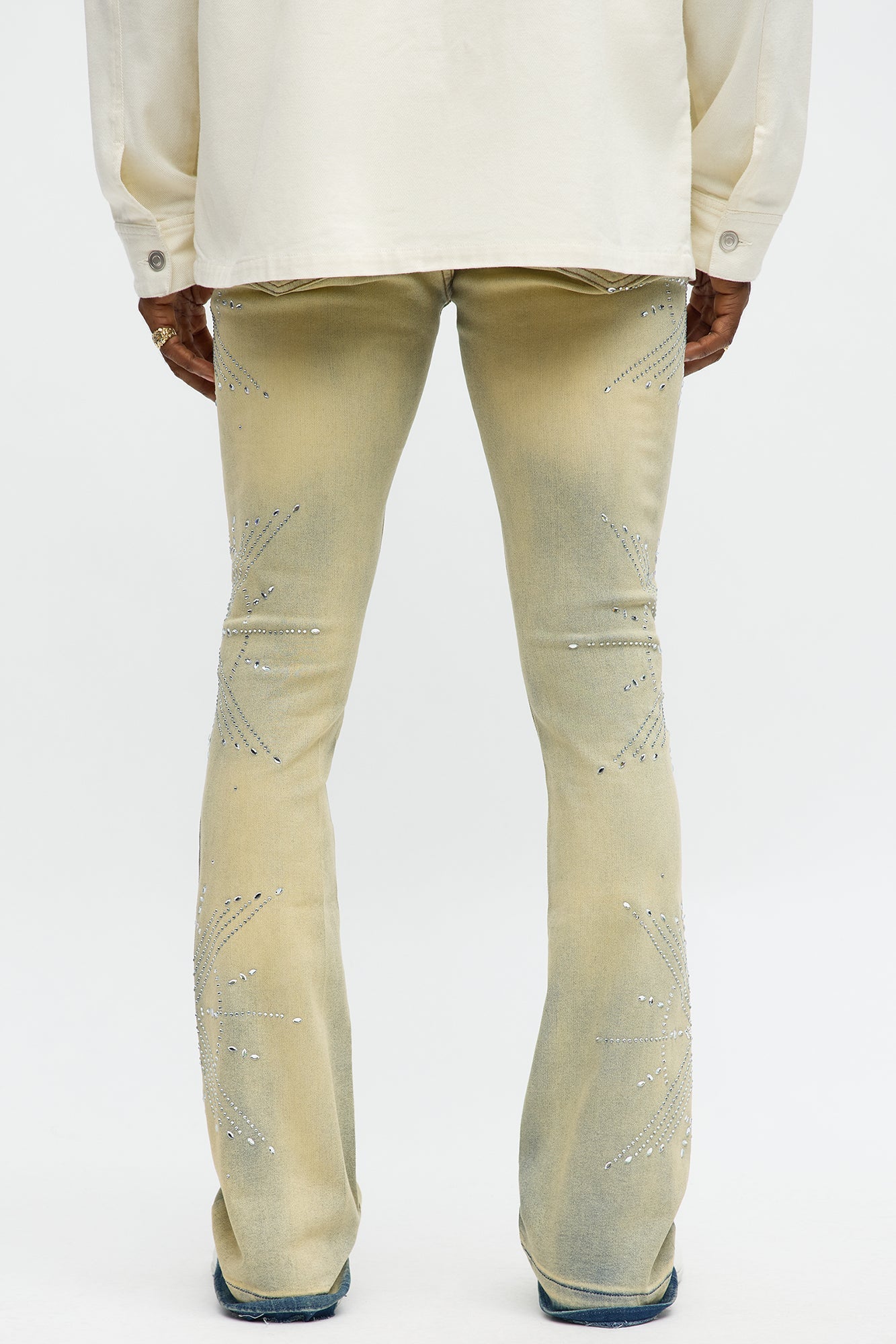 Stacked Skinny Flare Within Star Jeweled Jean - Vintage Wash