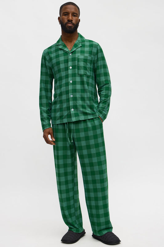 Winter Morning Matching Family Long Sleeve Holiday Lounge Set - Green