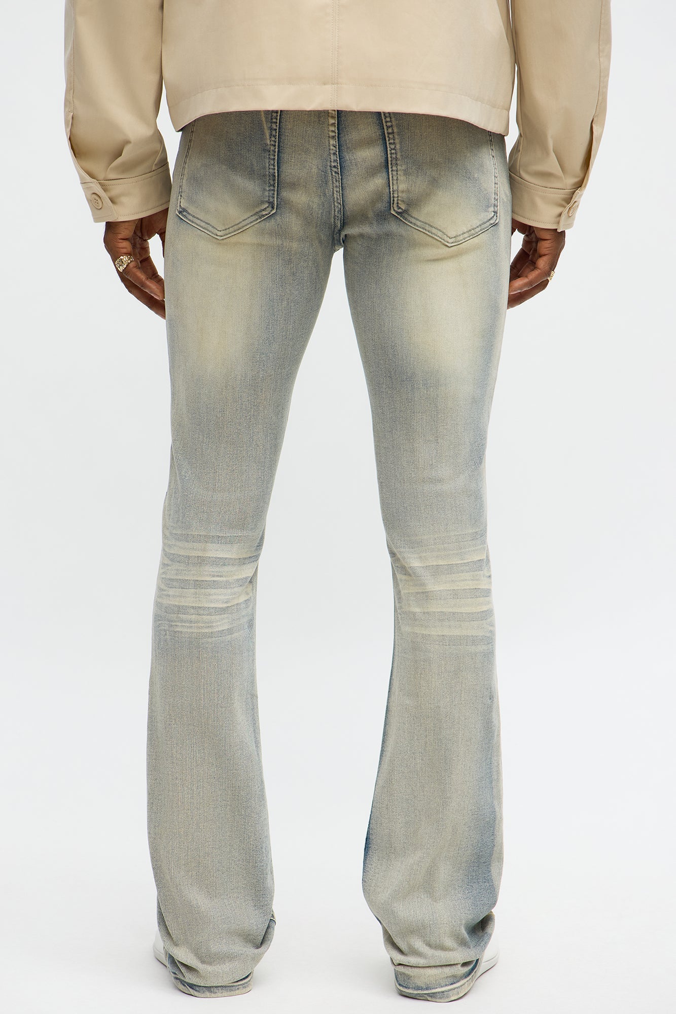 Stacked Skinny Flare Saints Embroidered Jean - Light Wash