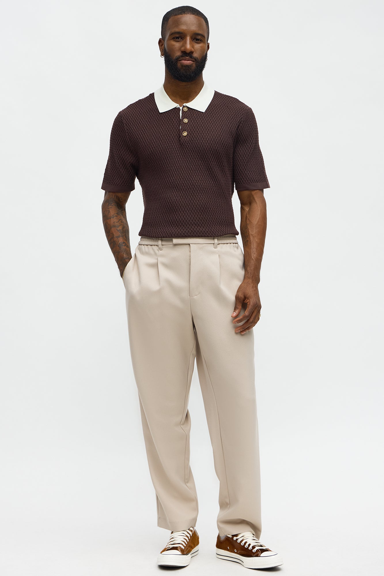 Clubhouse Textured Polo - Brown/combo