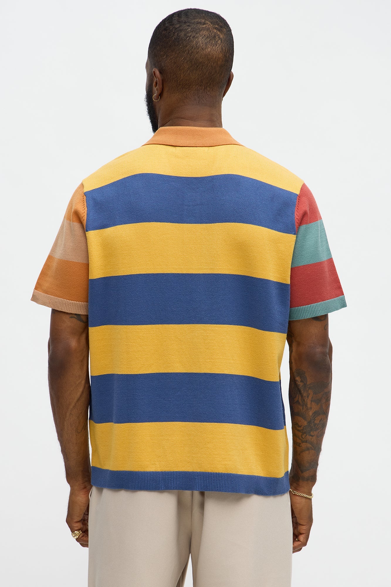 Relaxed Multi Color Dreamer Knitted Polo - Mustard/combo
