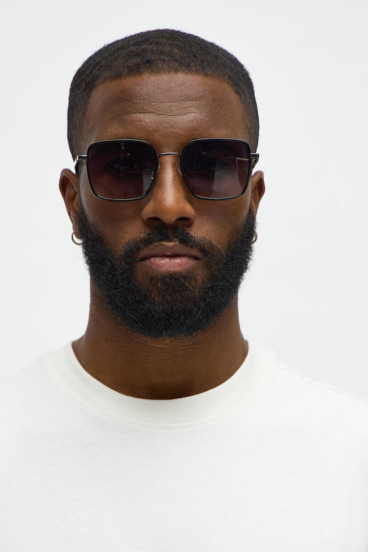 Riot Square Metal Frame Sunglasses - Black