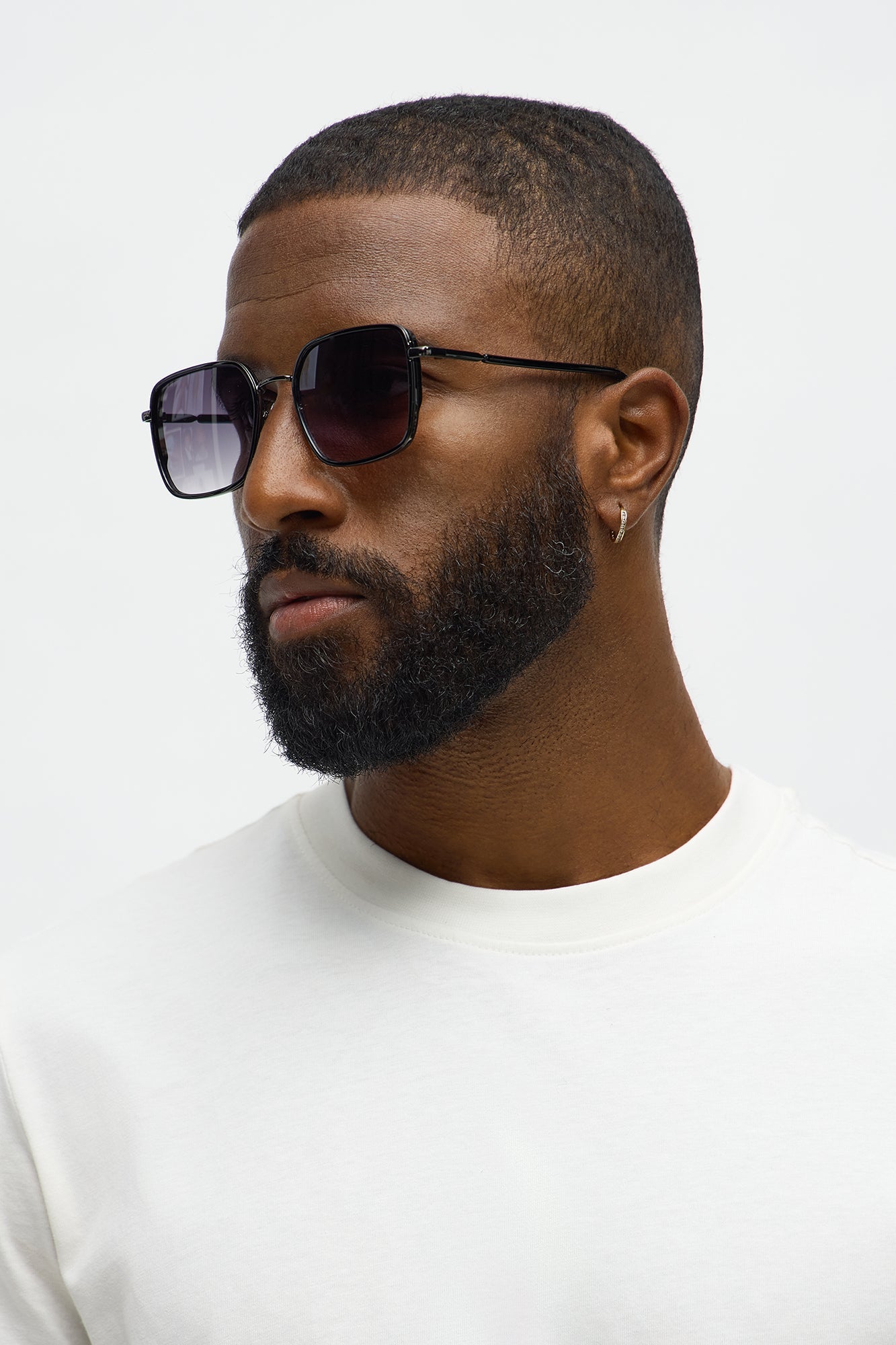 Riot Square Metal Frame Sunglasses - Black