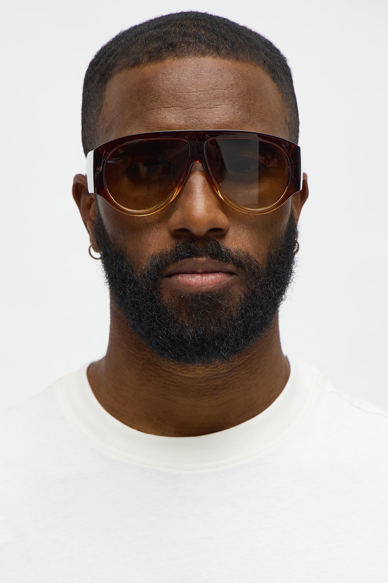 Statement Aviator Sunglasses - Brown