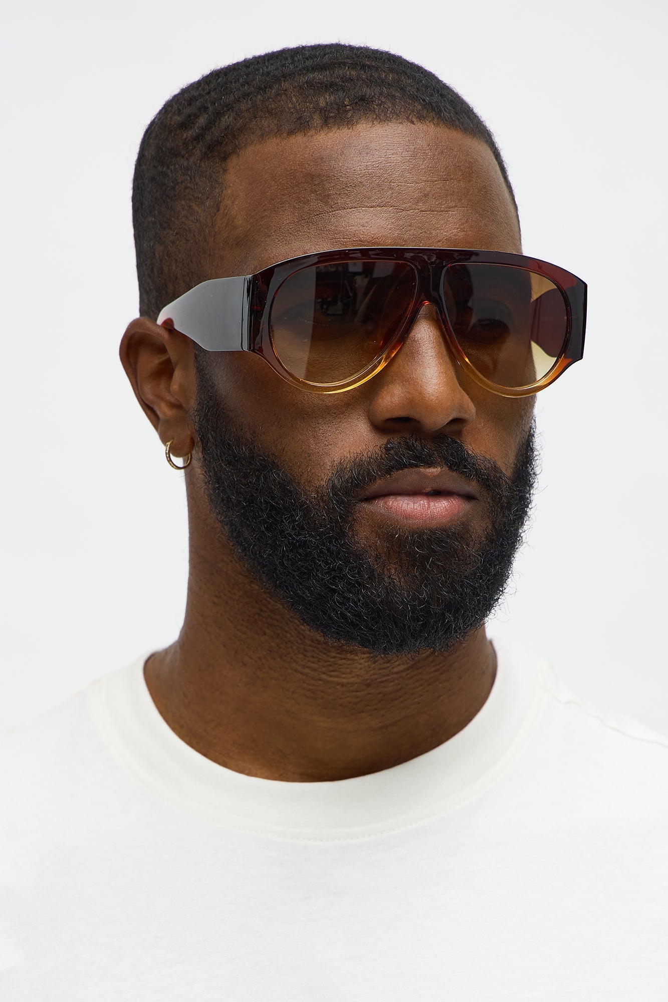 Statement Aviator Sunglasses - Brown