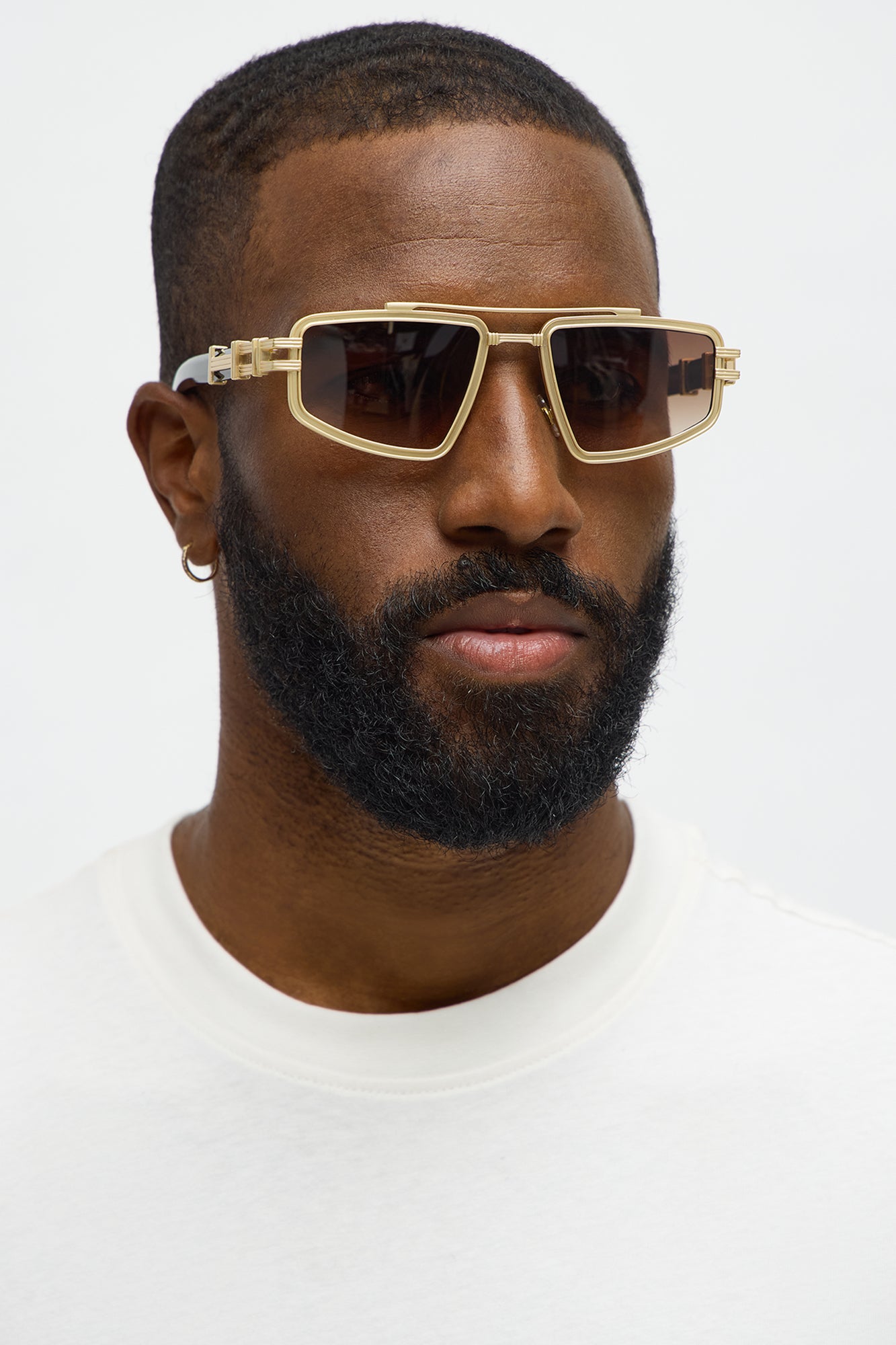 Engineered Aviator Metal Frame Sunglasses - Gold/Brown