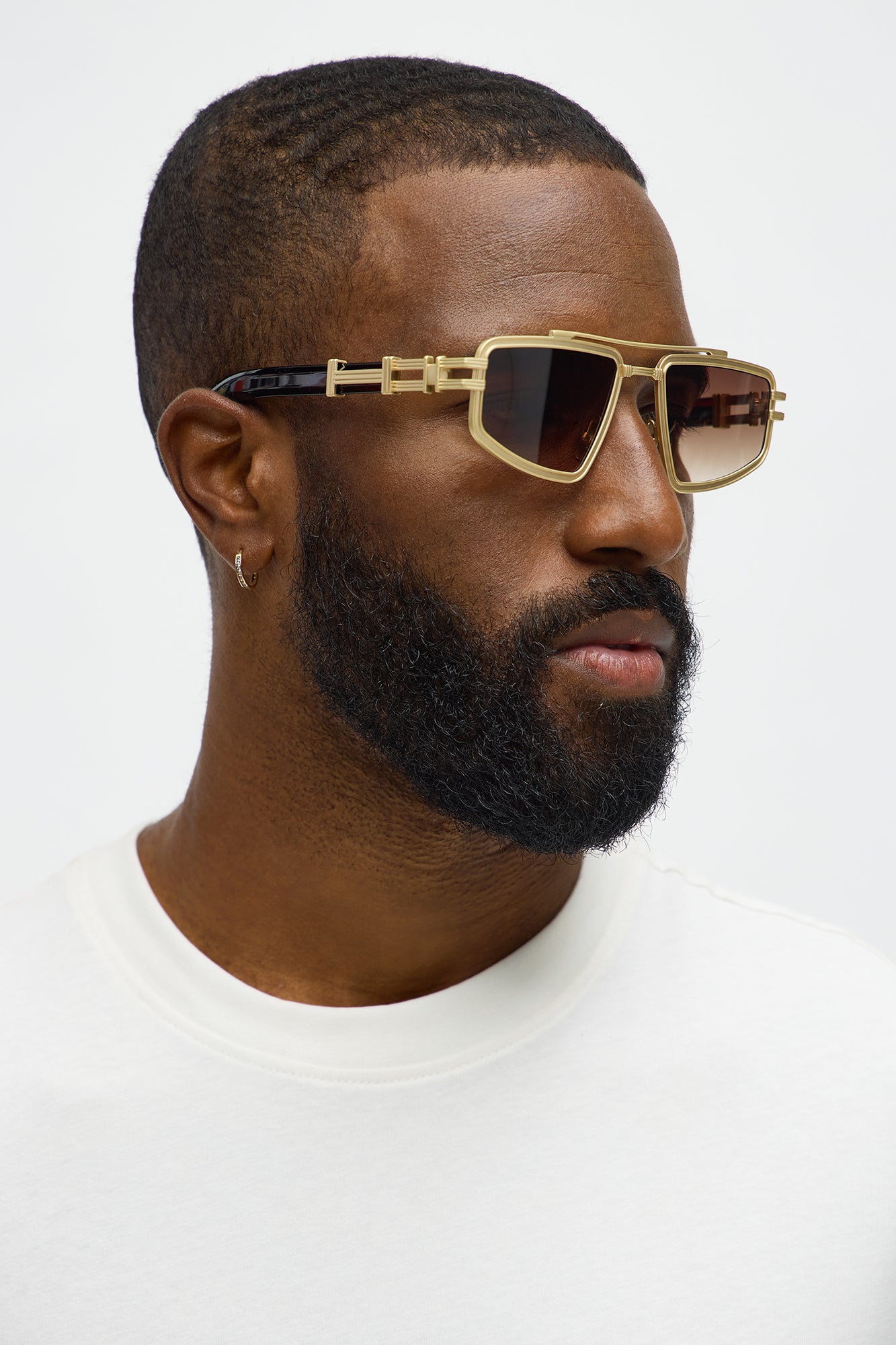 Engineered Aviator Metal Frame Sunglasses - Gold/Brown