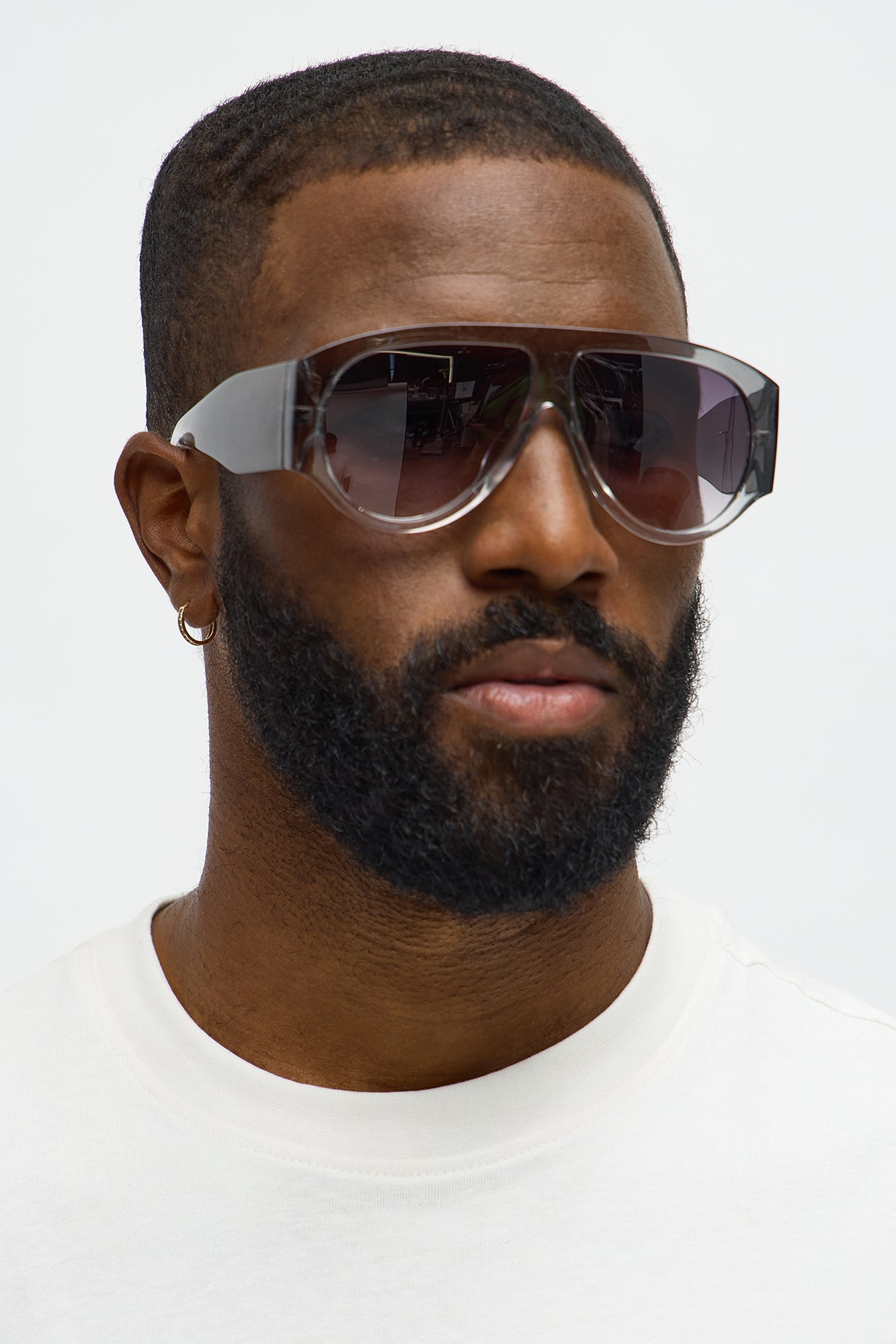 Statement Aviator Sunglasses - Grey