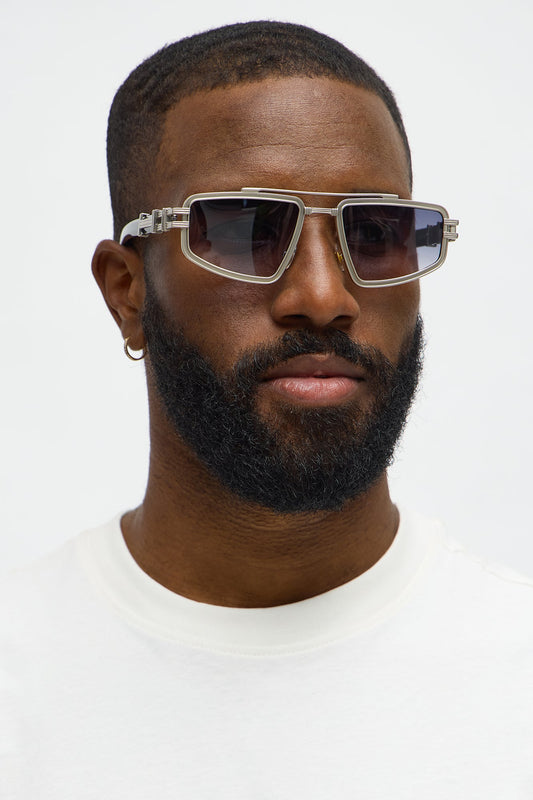 Engineered Aviator Metal Frame Sunglasses - Black/Silver