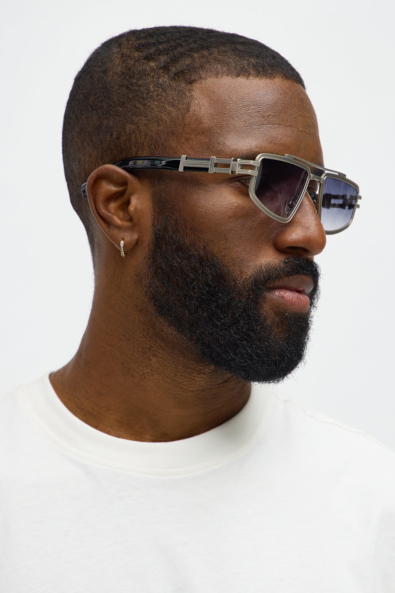 Engineered Aviator Metal Frame Sunglasses - Black/Silver