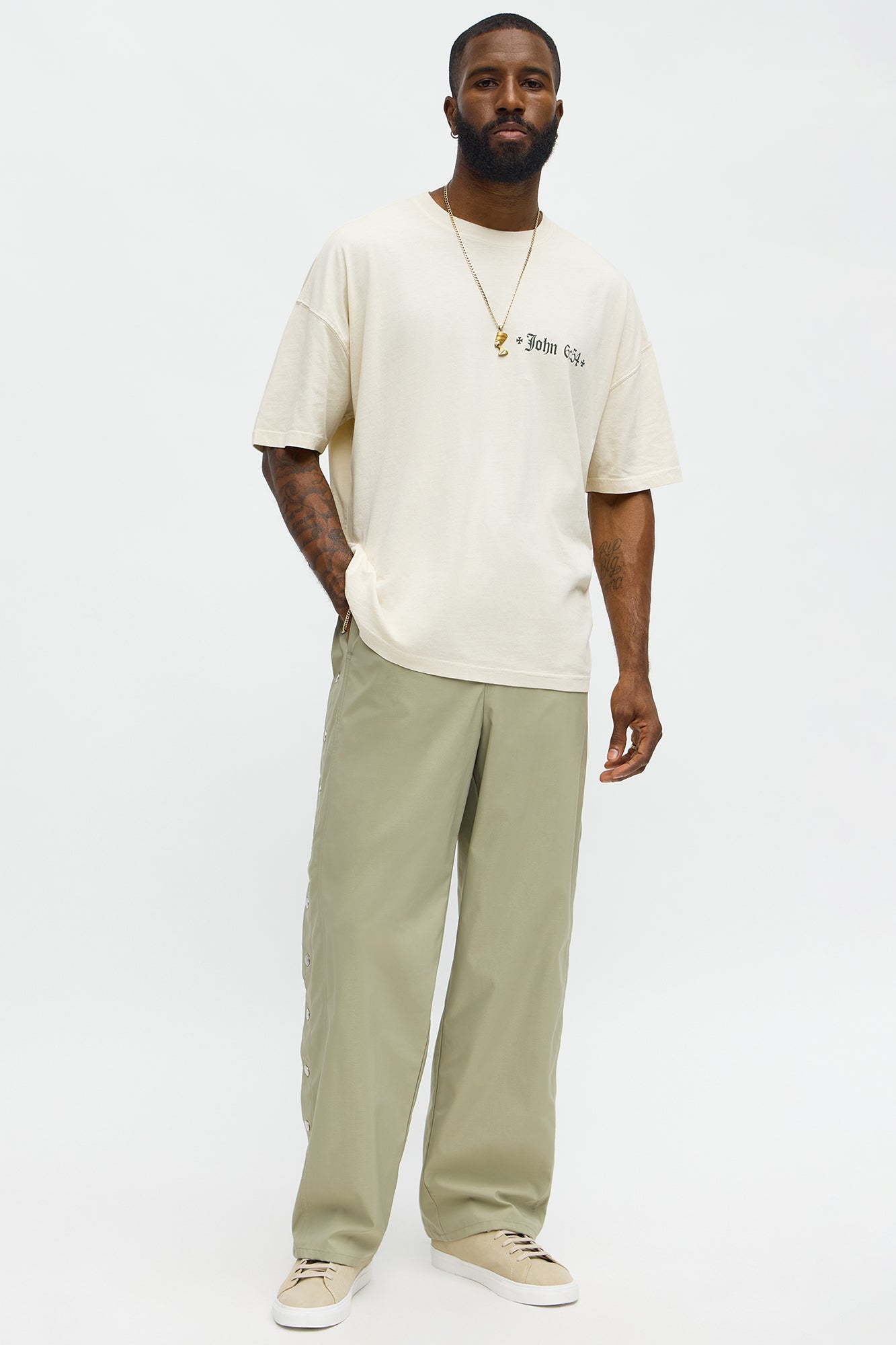 Baggy Lose Control Snap Button Pant - Sage